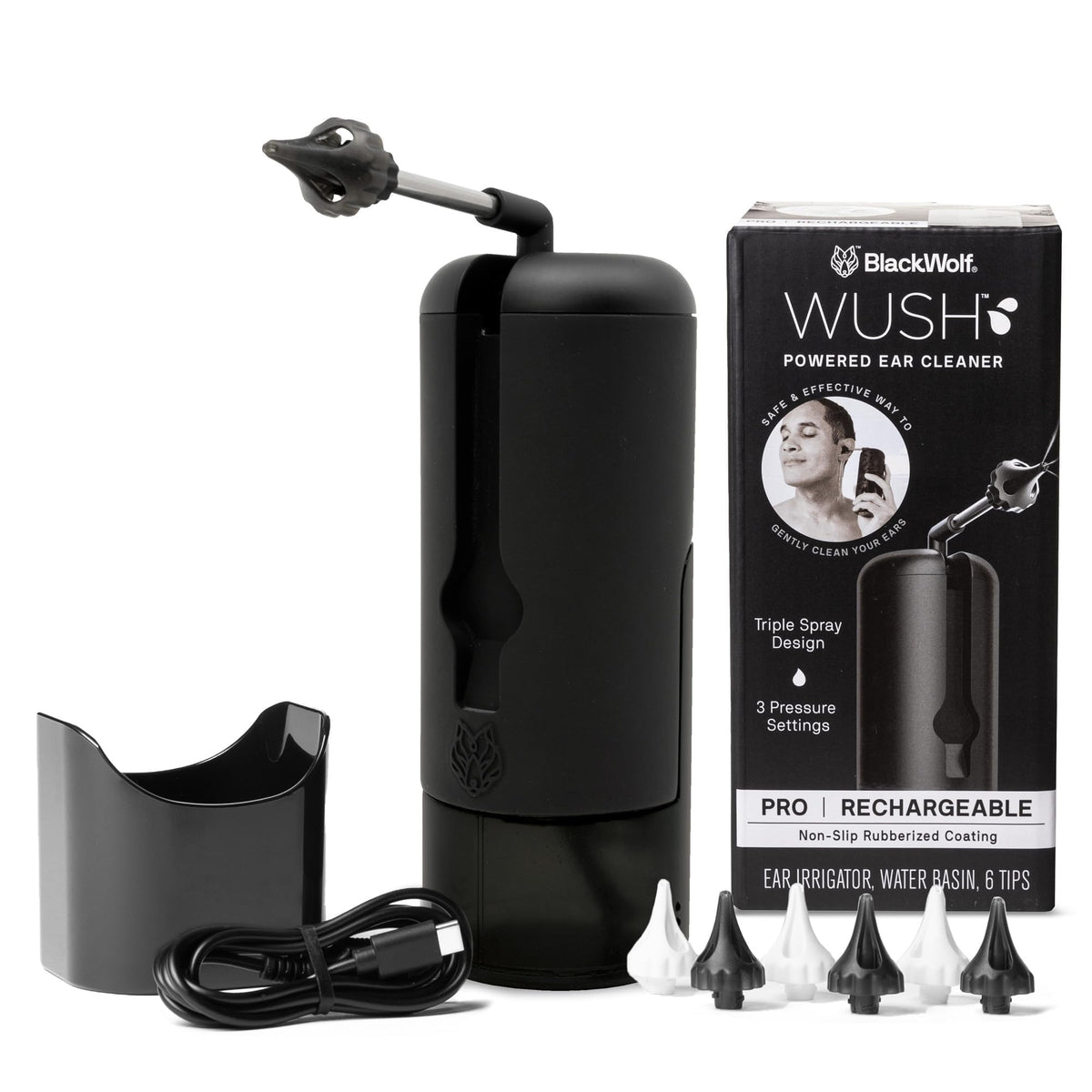 Black Wolf Wush Pro, limpiador de oídos, limpieza suave diaria