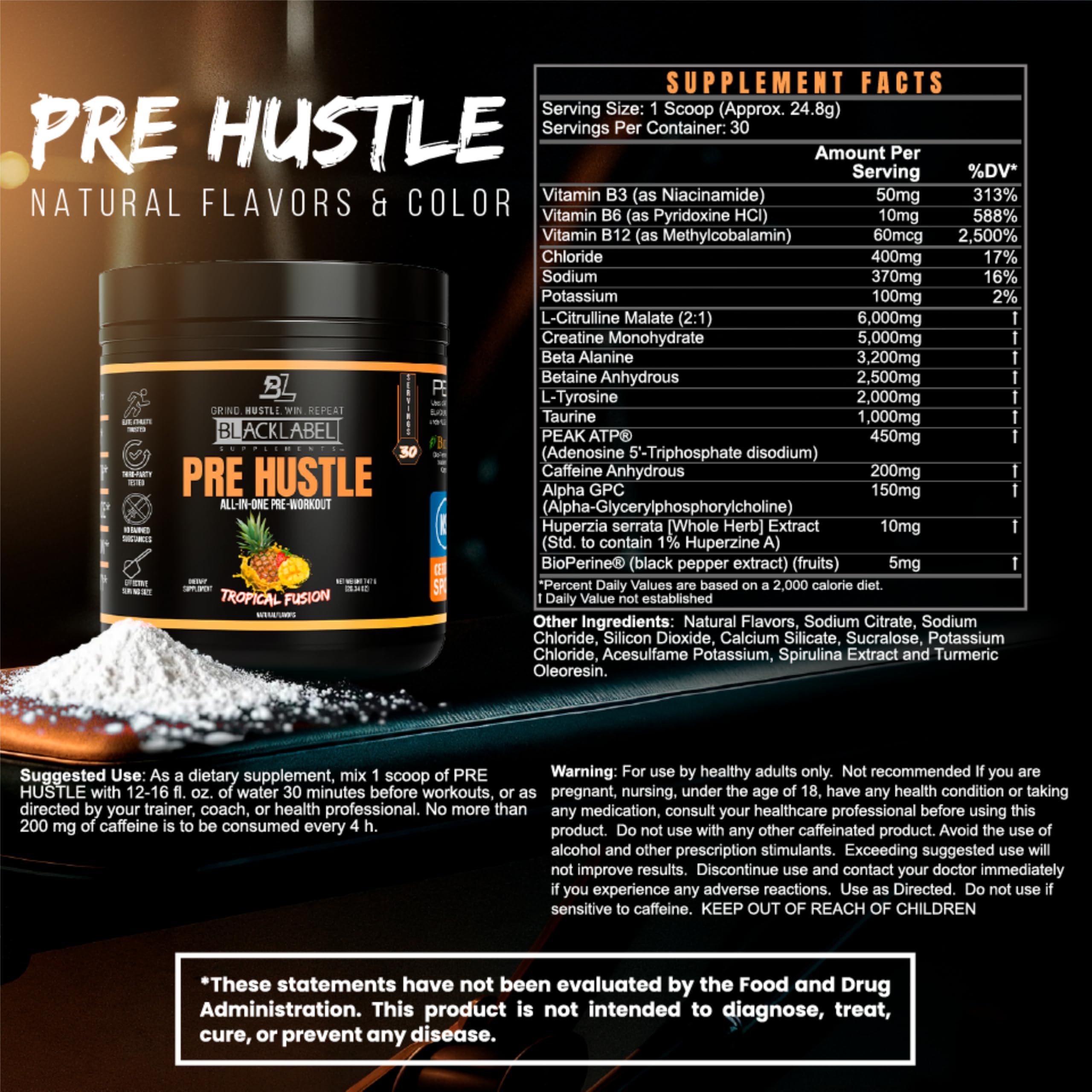 BLACKLABEL PRE Hustle V3 Creatina para potenciar esfuerzos de alta intensidad.