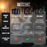 BLACKLABEL PRE Hustle V3 dosis precisas para energía confiable.