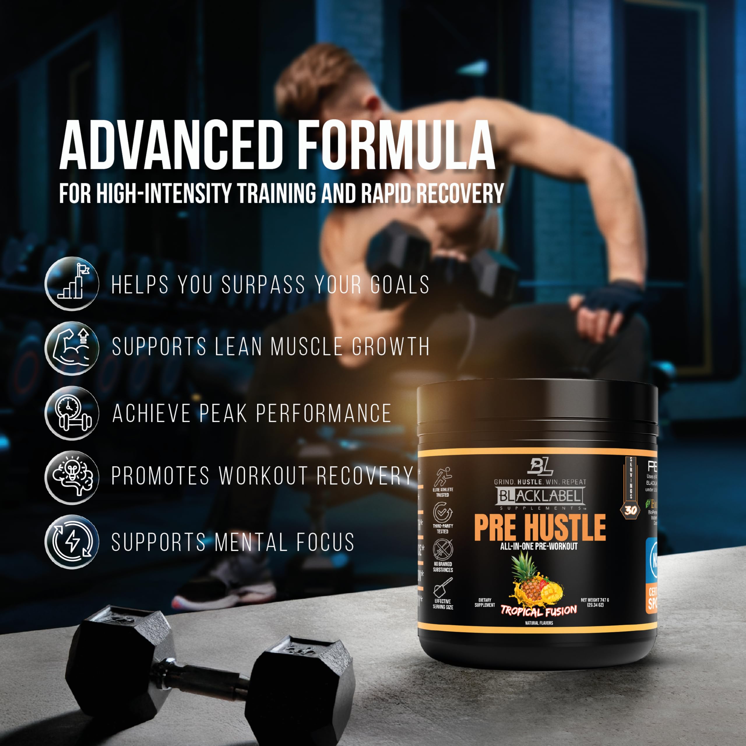 BLACKLABEL PRE Hustle V3 entrenamiento variado gracias a su fórmula versátil.