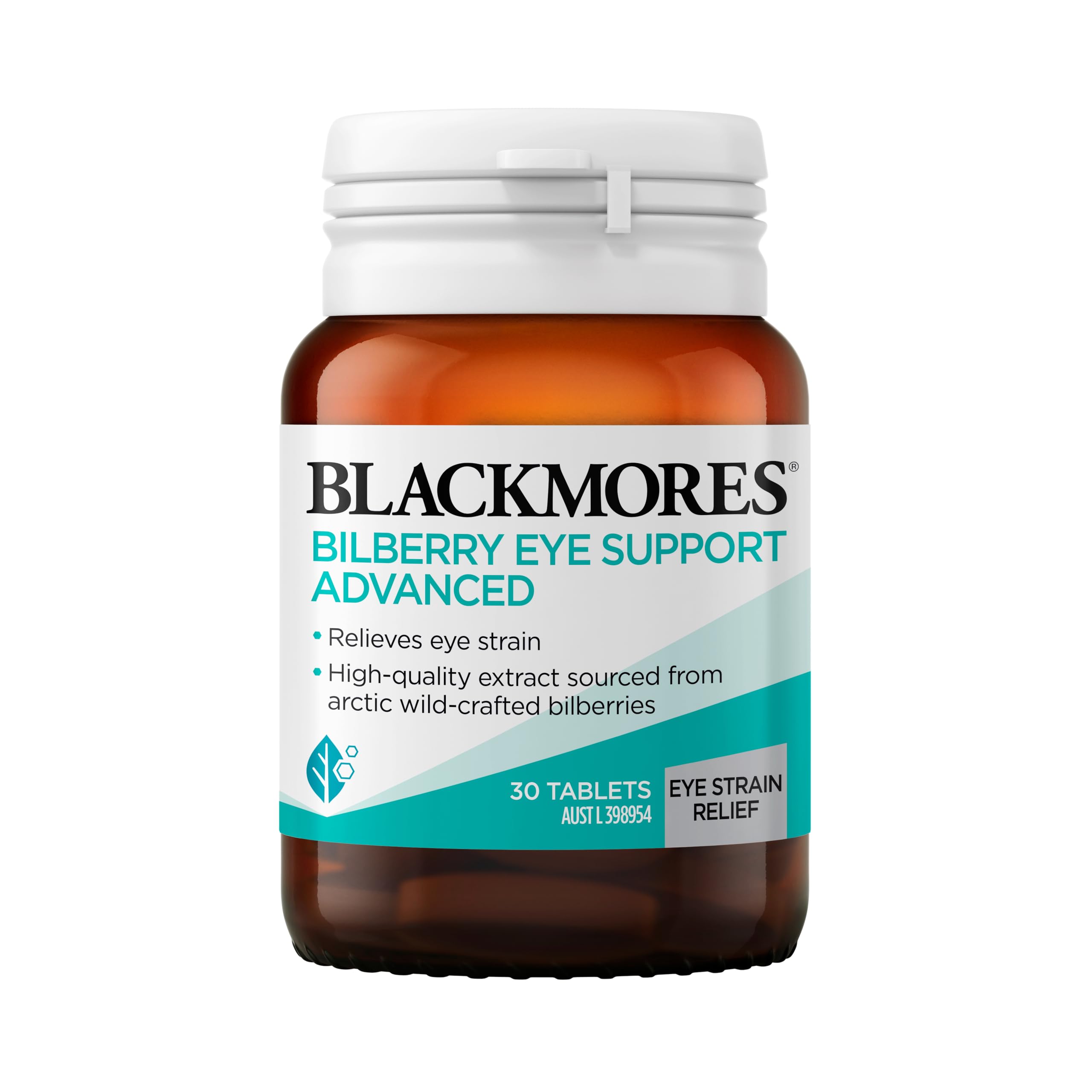 Blackmores apoyo ocular en botella, para salud visual diaria.