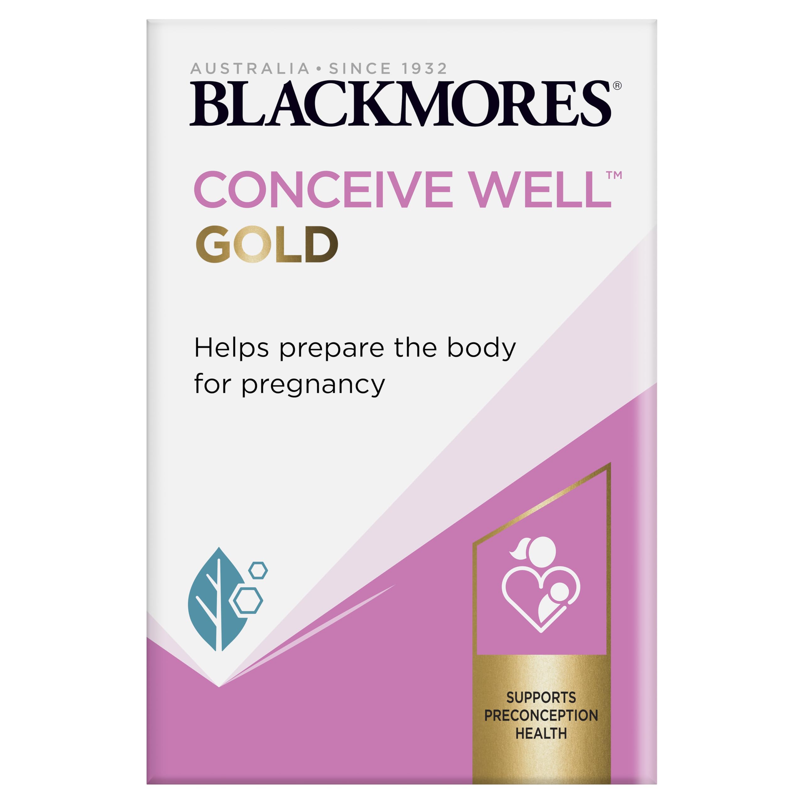 Blackmores Conceive Well Gold tabletas: nutrientes clave para apoyar la concepción.