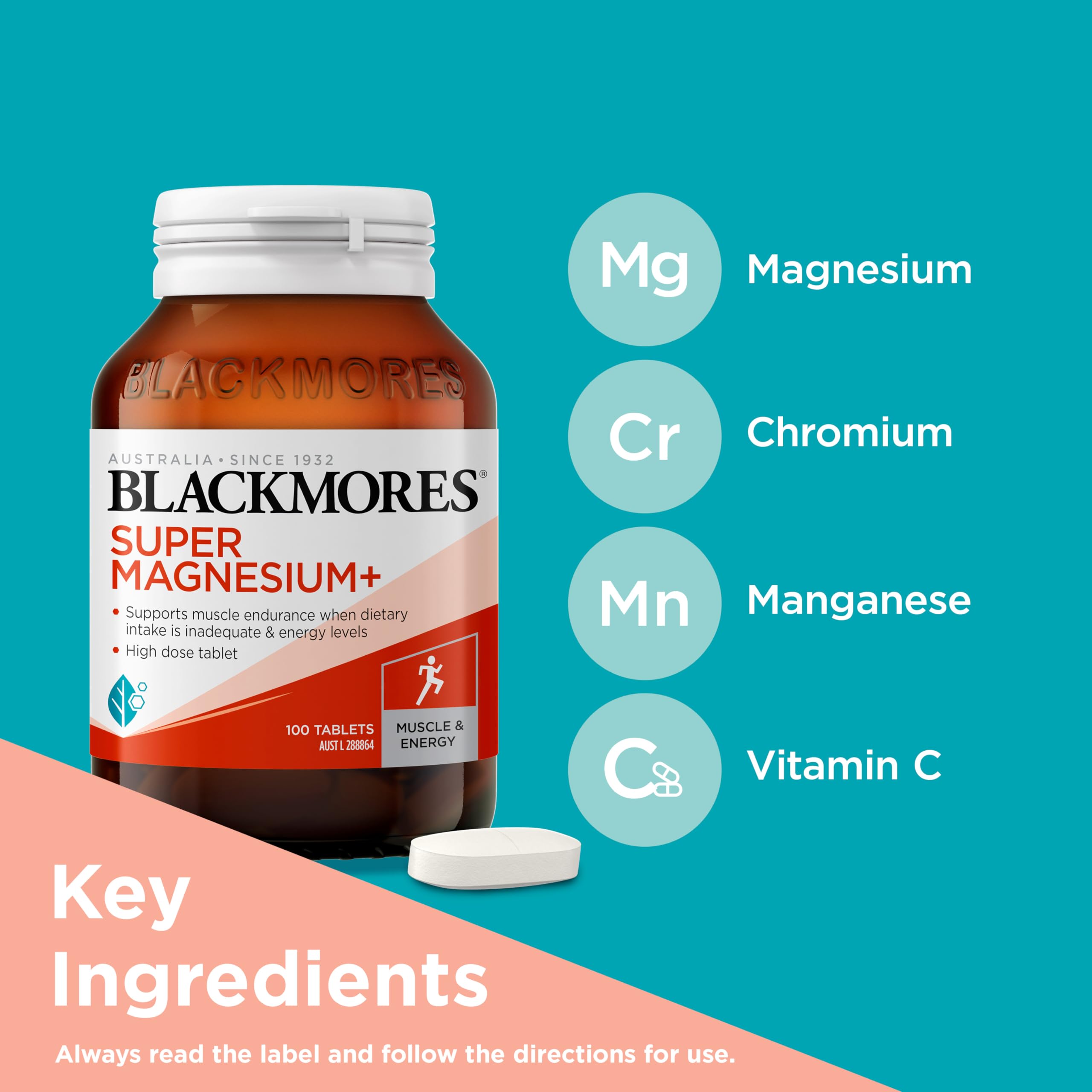 Blackmores Super Magnesio Adicional para relajación muscular tras entrenos.