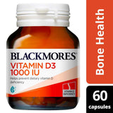 Blackmores Vitamina D3, dosis diaria, favorece el soporte muscular en adultos mayores.