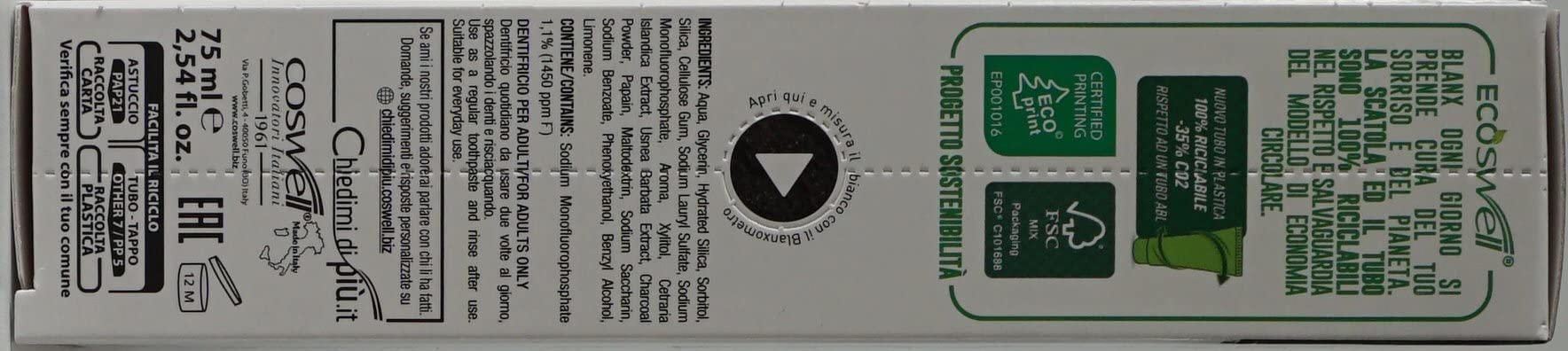 BlanX pasta dental italiana con empaque de calidad para mayor cuidado.