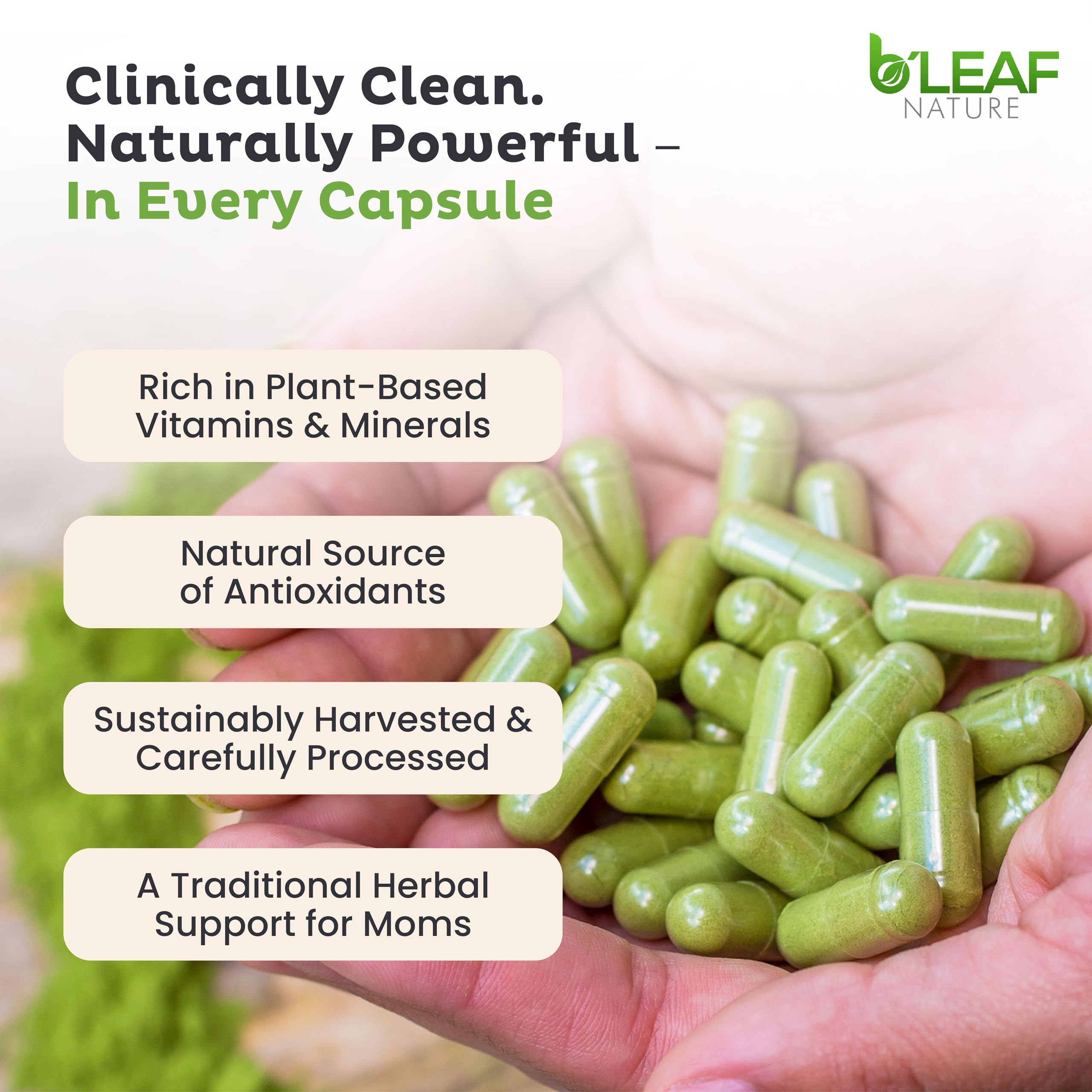 B'LEAF NATURE cápsulas veganas sin gluten para nutrición sostenible
