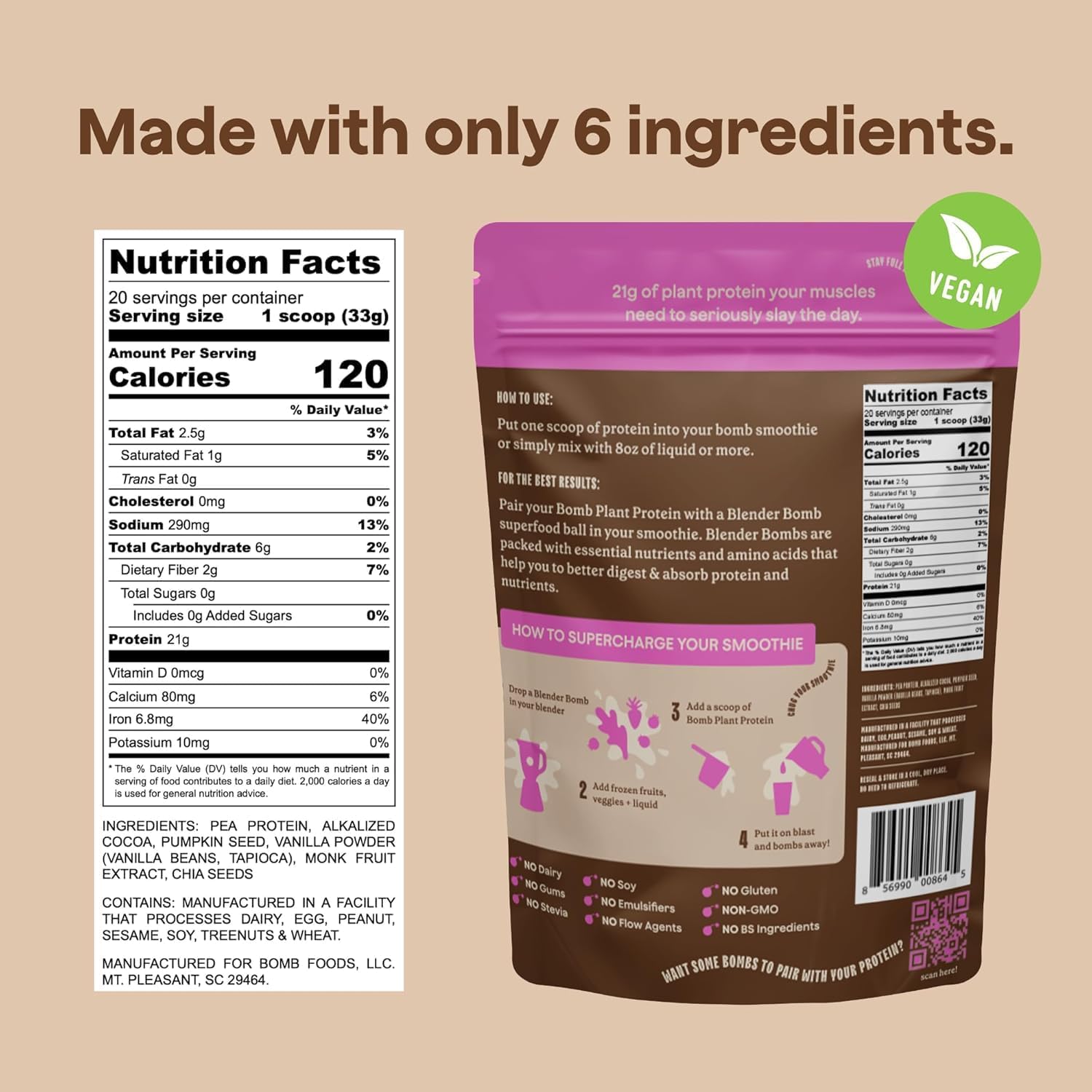 Bomb Plant Protein libre de lácteos, gluten y soja