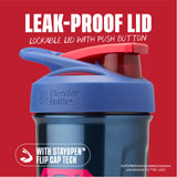 BlenderBottle Superman Shaker 24 oz con marcado interior para medir con precisión