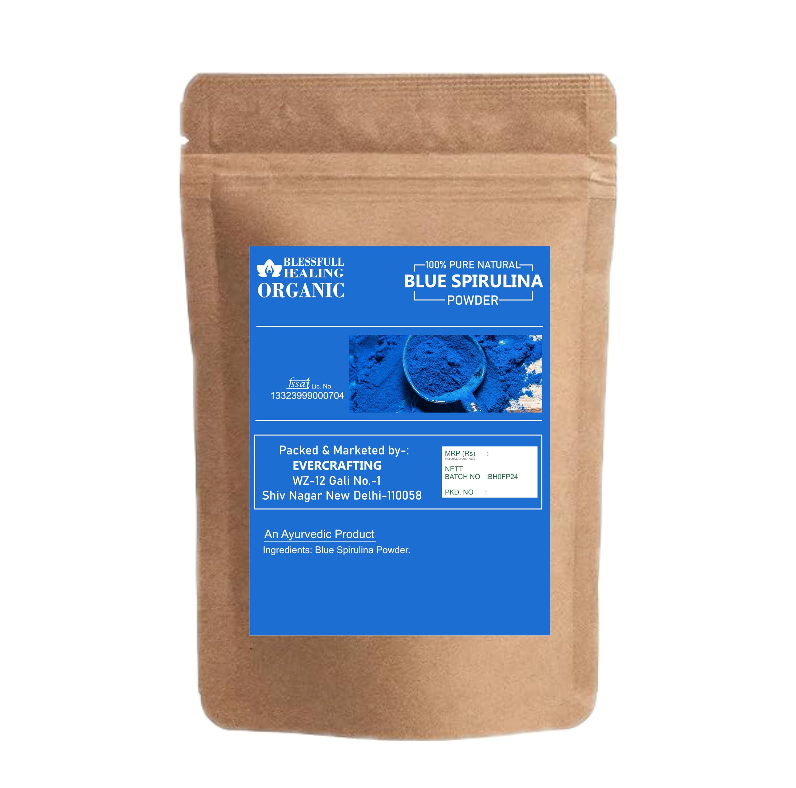 Blessfull Healing espirulina azul polvo para batidos nutritivos y antioxidantes naturales