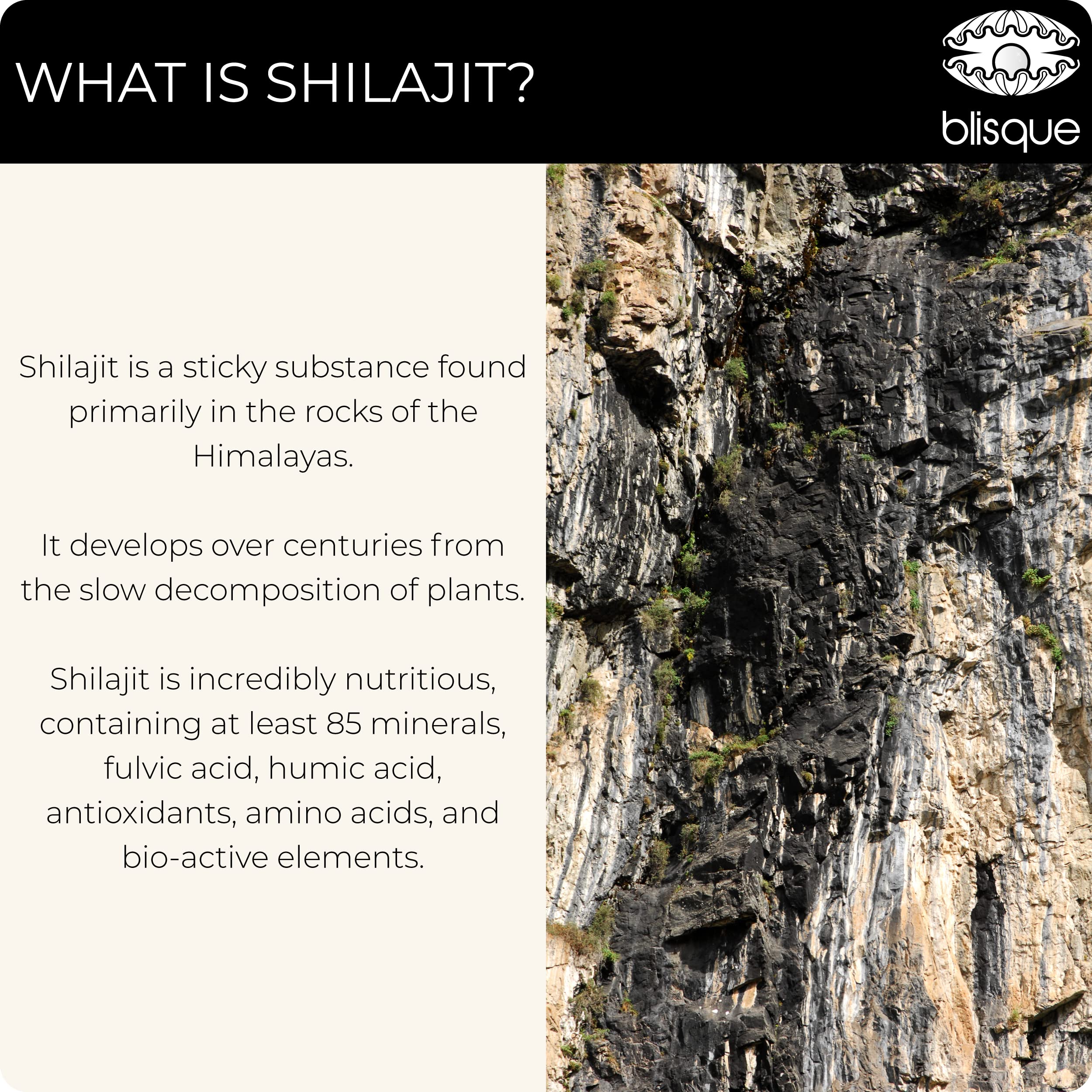 Etiqueta certificada con normas cgmp en Blisque Shilajit Resina.