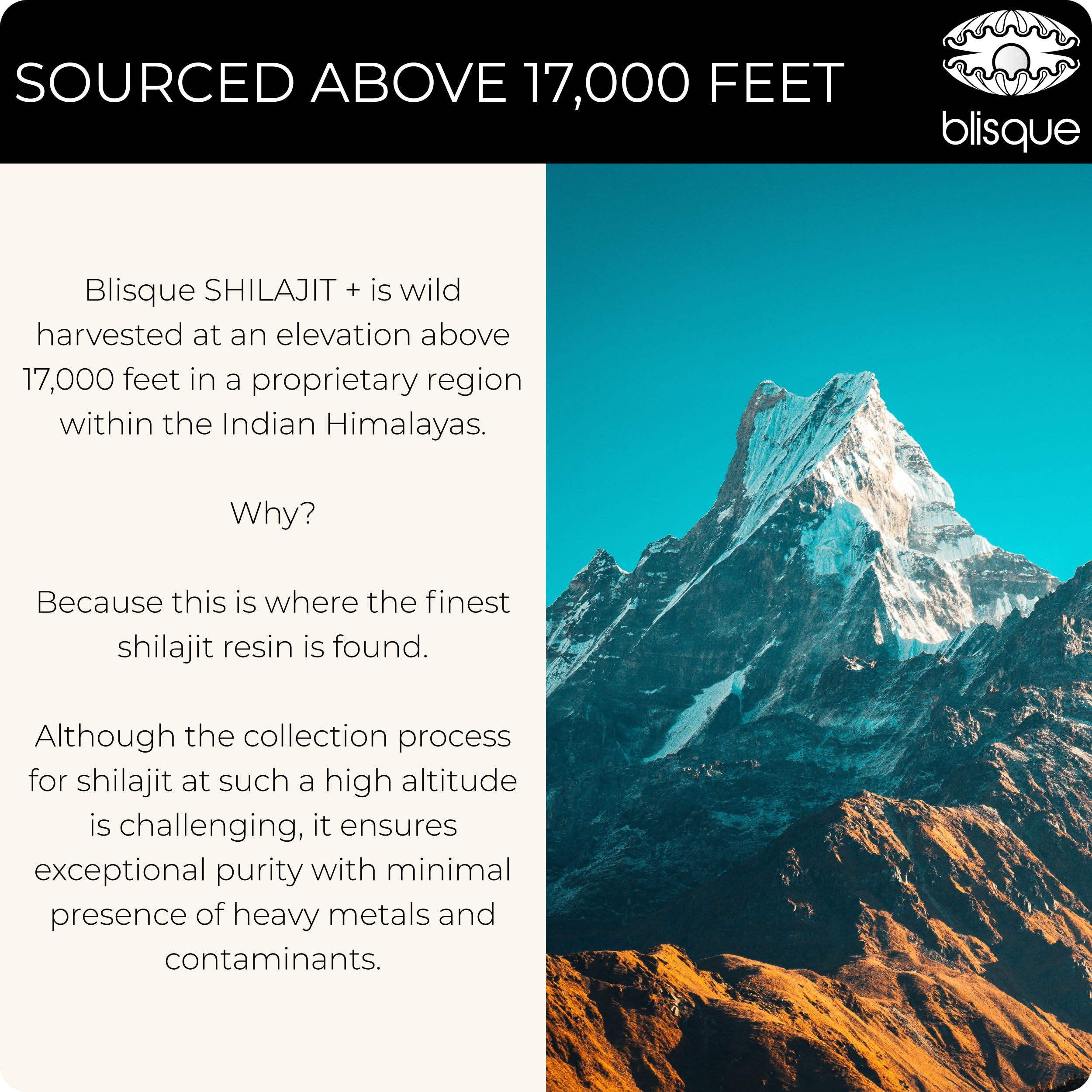 Minerales trazas de Blisque Shilajit Resina para bienestar diario.