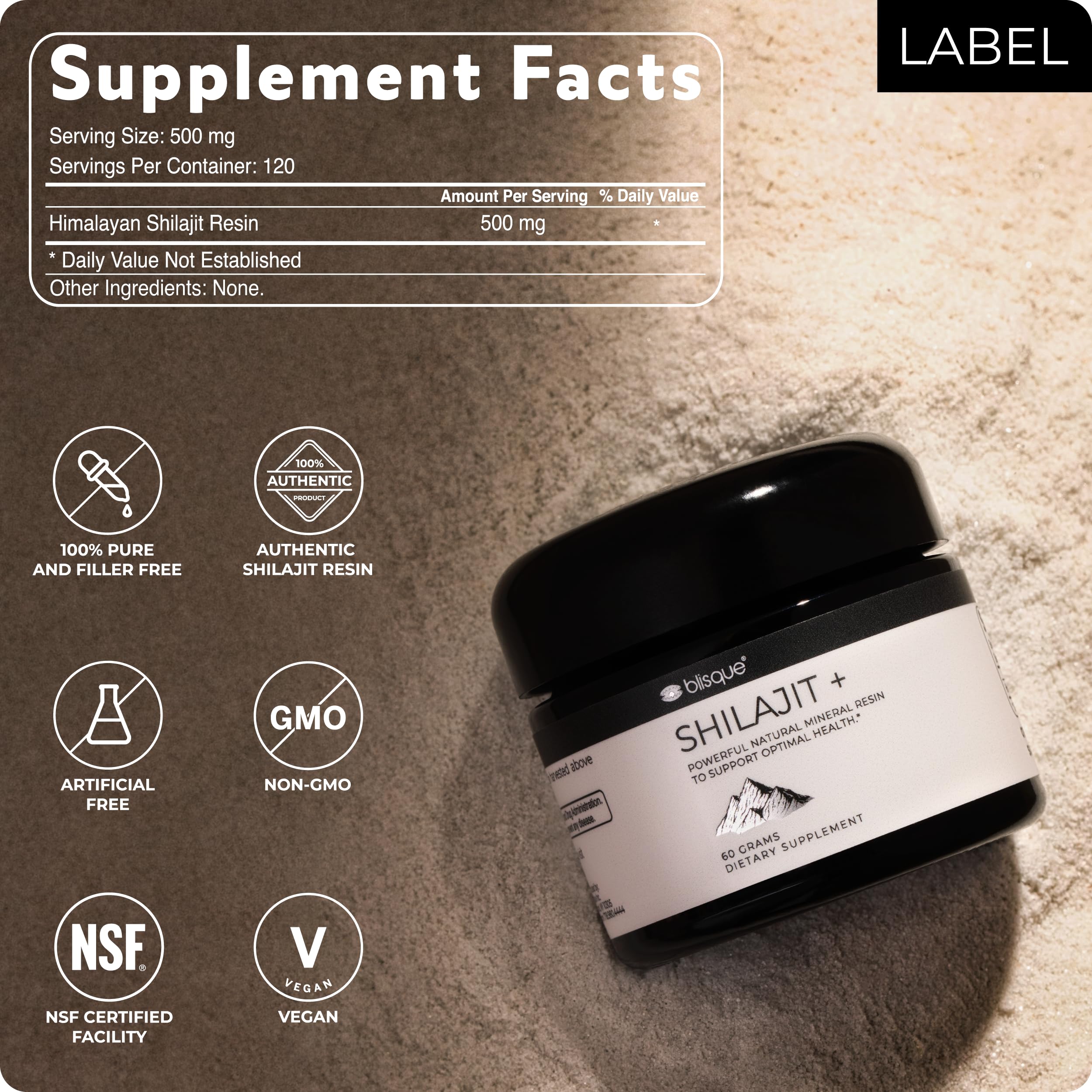 Uso diario de Blisque Shilajit Resina para energía sostenida.