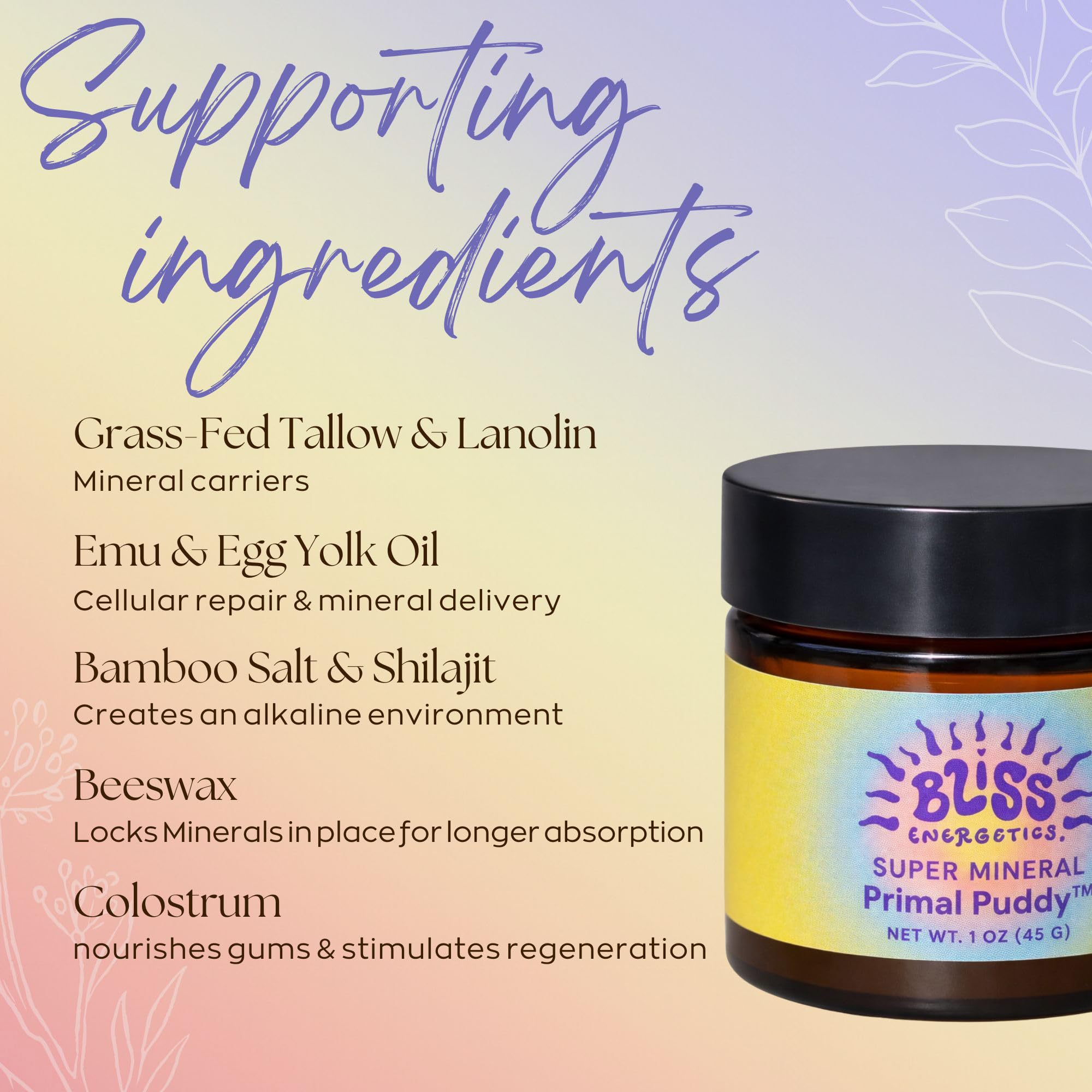 Bliss Energetics Primal Puddy hidroxiapatita de origen bovino para minerales
