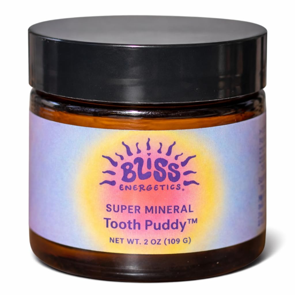 Bliss Energetics Puddy remineralizante dental, enfoque frontal, ayuda a remineralizar superficies dentales.