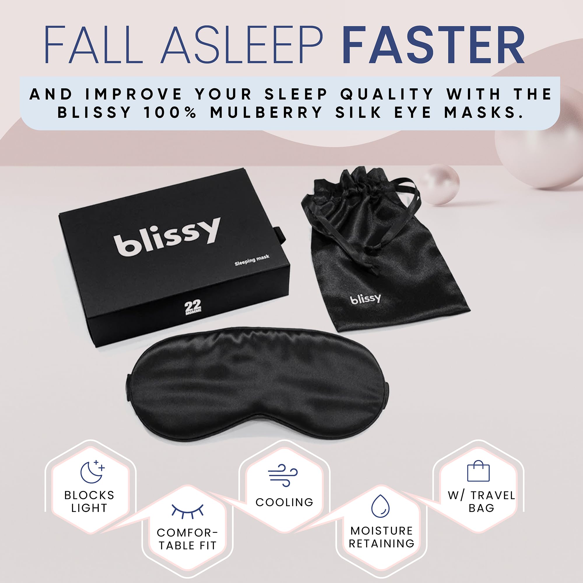 BLISSY máscara-seda diseño contorneado, se adapta al contorno facial.