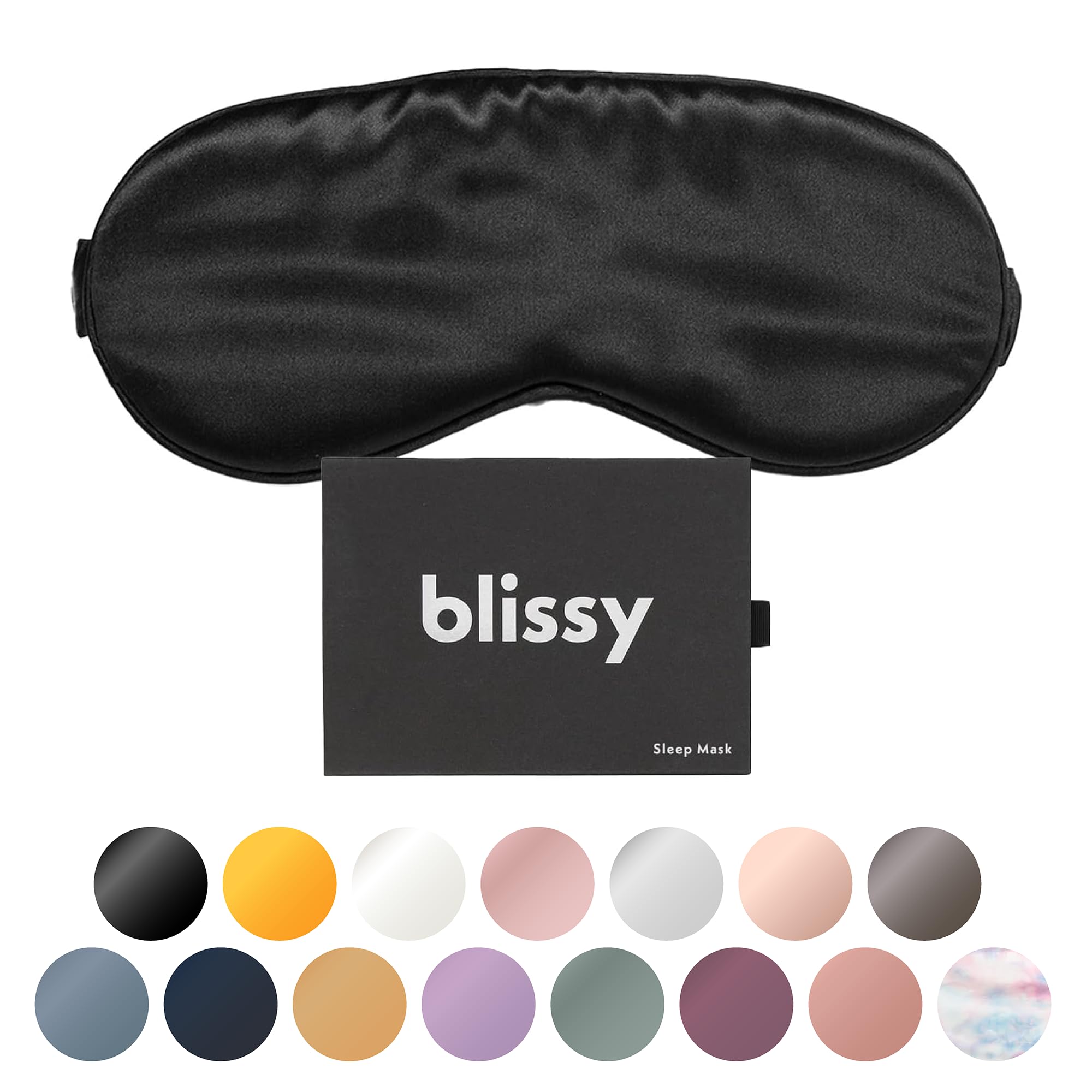 BLISSY máscara-seda frontal, bloqueo de luz para sueño más tranquilo.