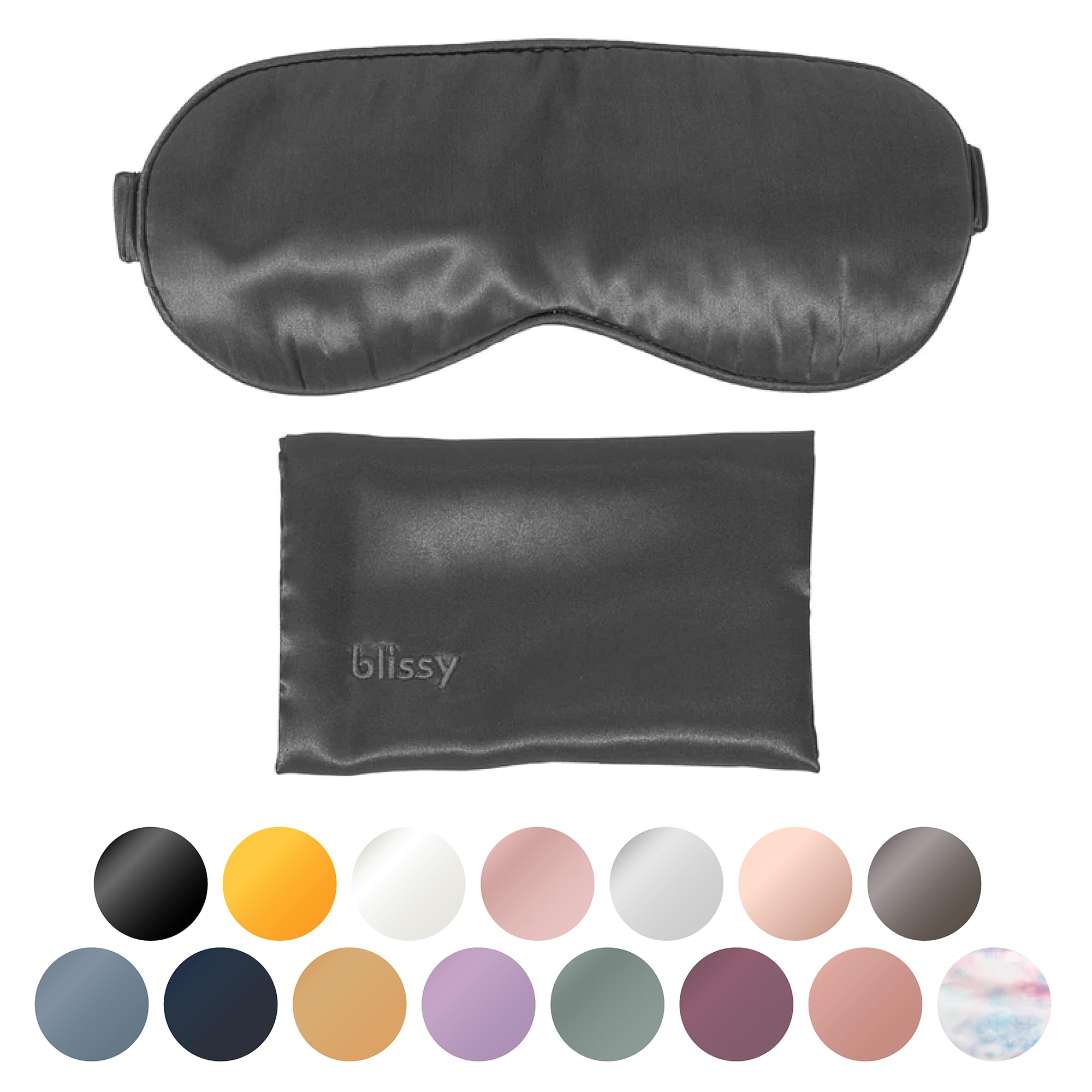 BLISSY máscara-sueño de seda de morera gris, suave para la piel durante la noche.