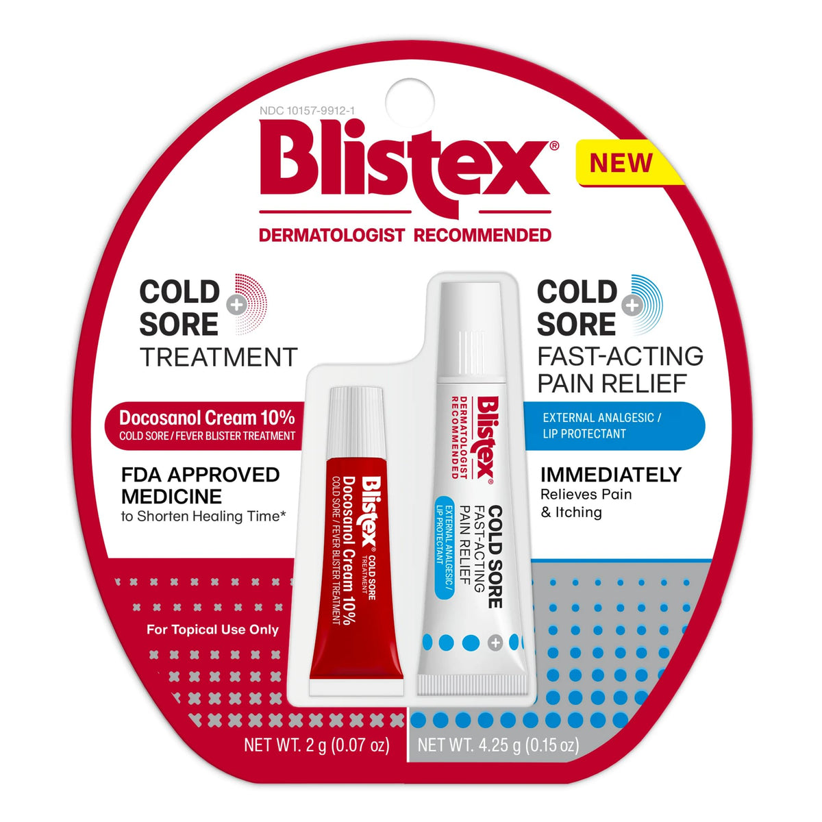 Blistex: empaque del tratamiento para herpes labial, listo para uso diario.