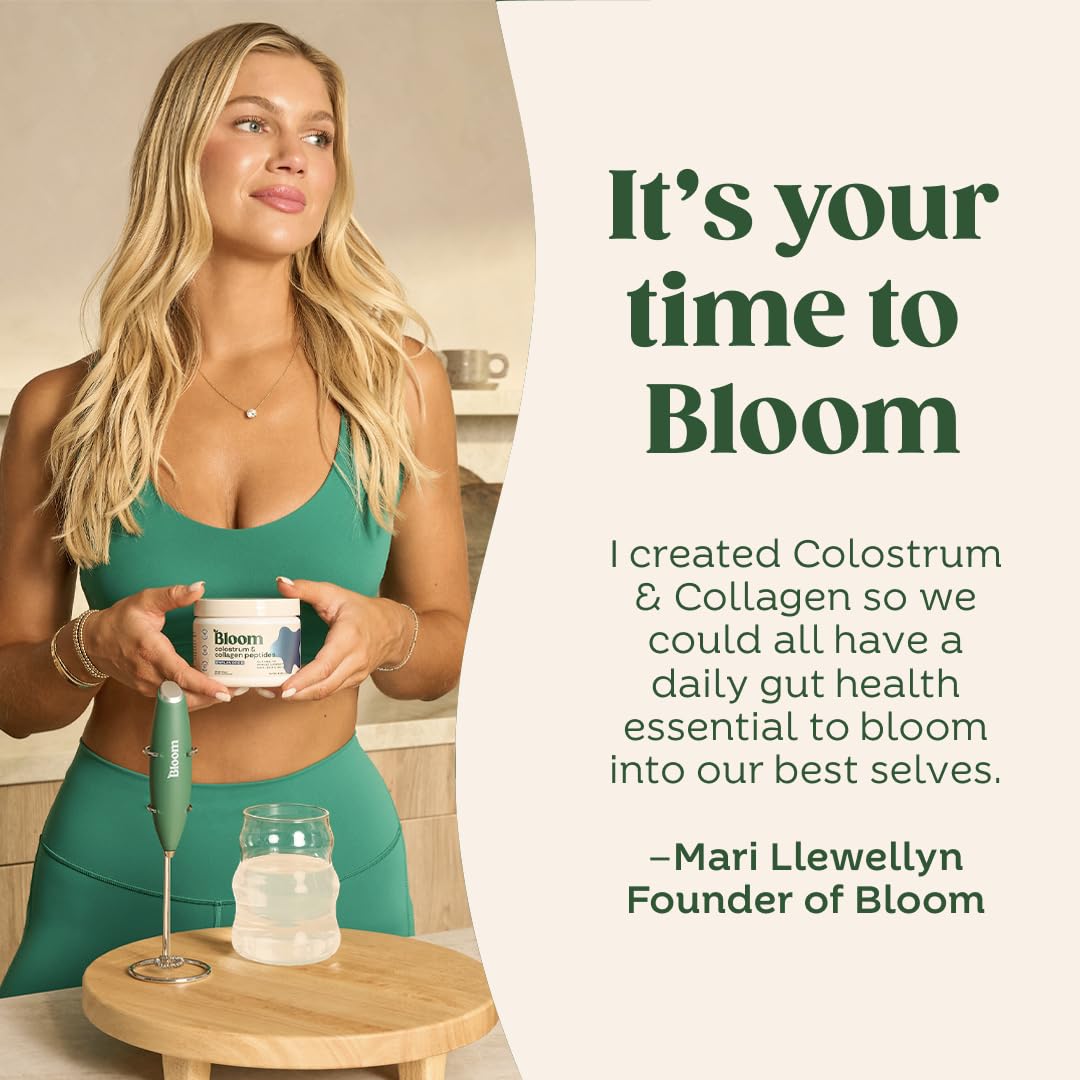 Bloom Nutrition Colostro Bovino Polvo, posible apoyo digestivo e inmunitario.