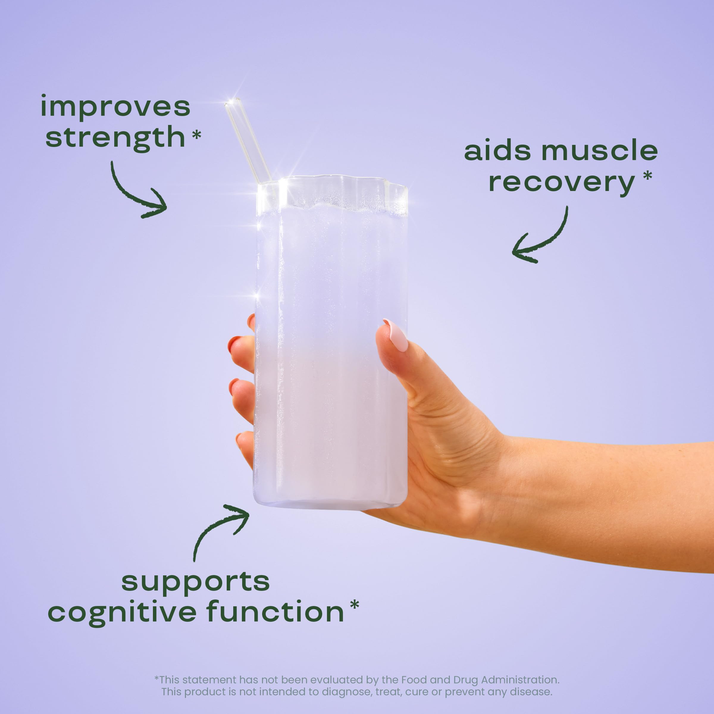 Disolución rápida Bloom Nutrition Creatina Monohidrato en agua fría.