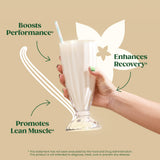 Bloom Nutrition proteína aislada de suero vainilla, batido cremoso sin azúcar añadida para el día.