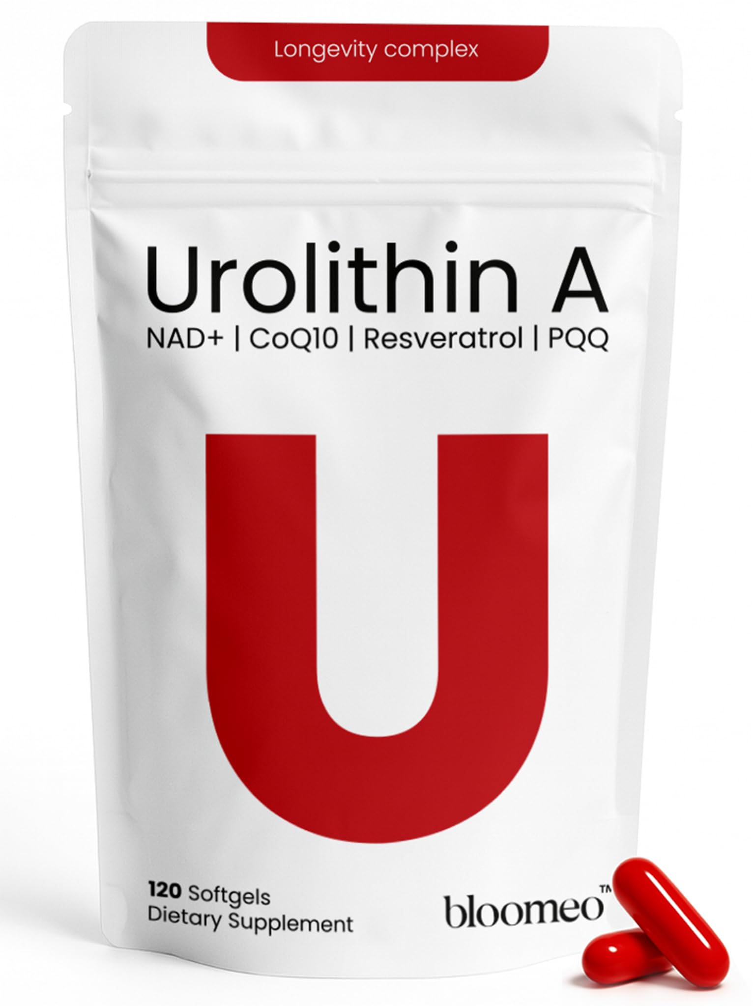 Bloomeo Urolithin A cápsulas de 1000 mg para energía celular sostenida.