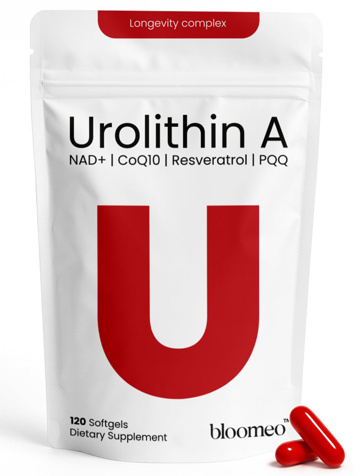 Bloomeo Urolithin A cápsulas de 1000 mg para energía celular sostenida.