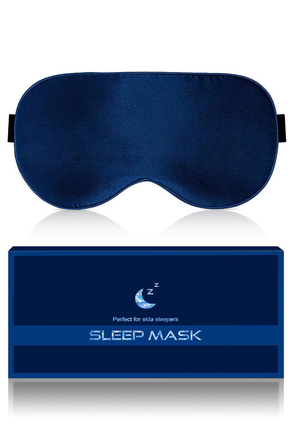 BLSSNZ máscara de seda azul marino frente, bloqueo de luz para dormir mejor