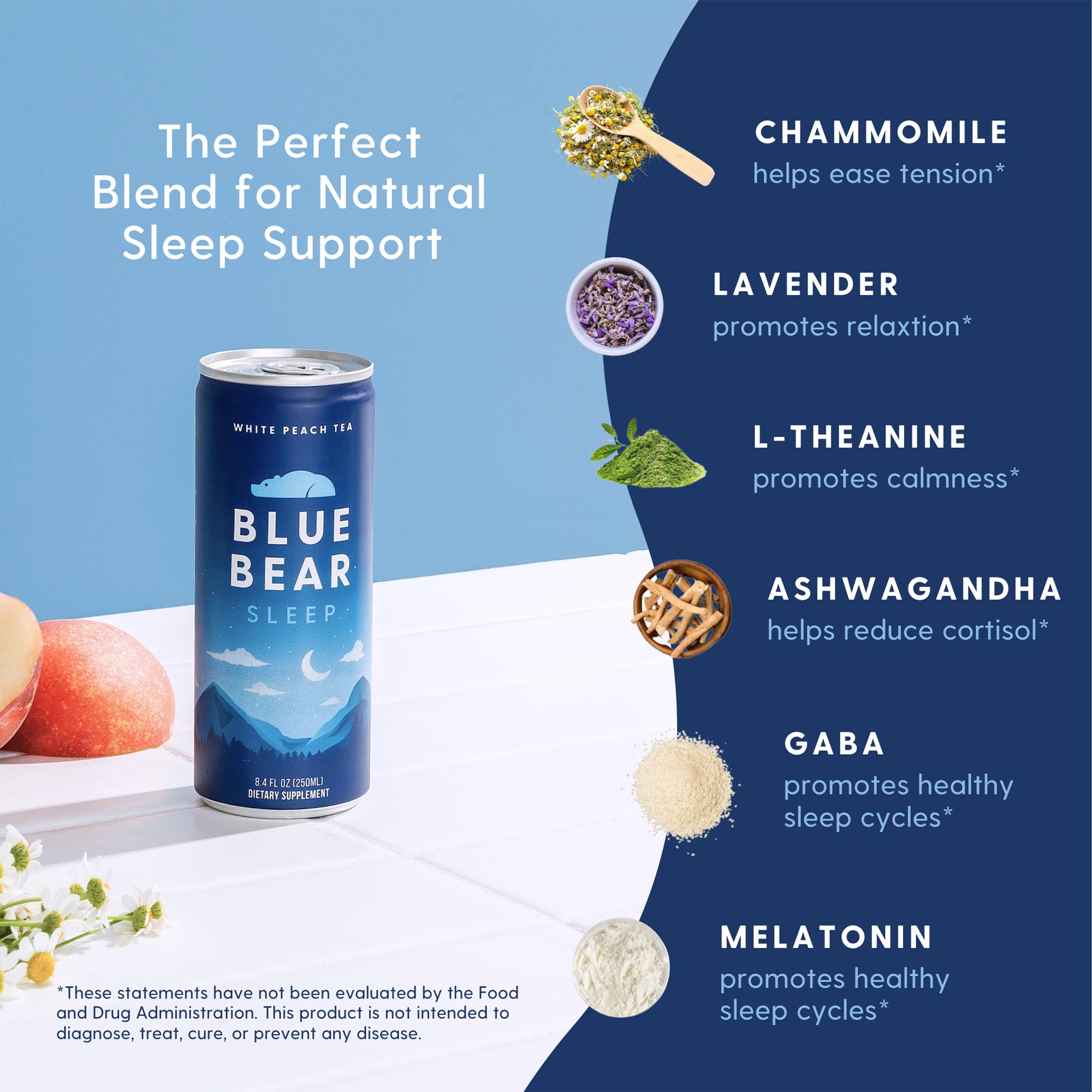 Blue Bear té blanco con lavanda y camomila, aroma calmante en lata