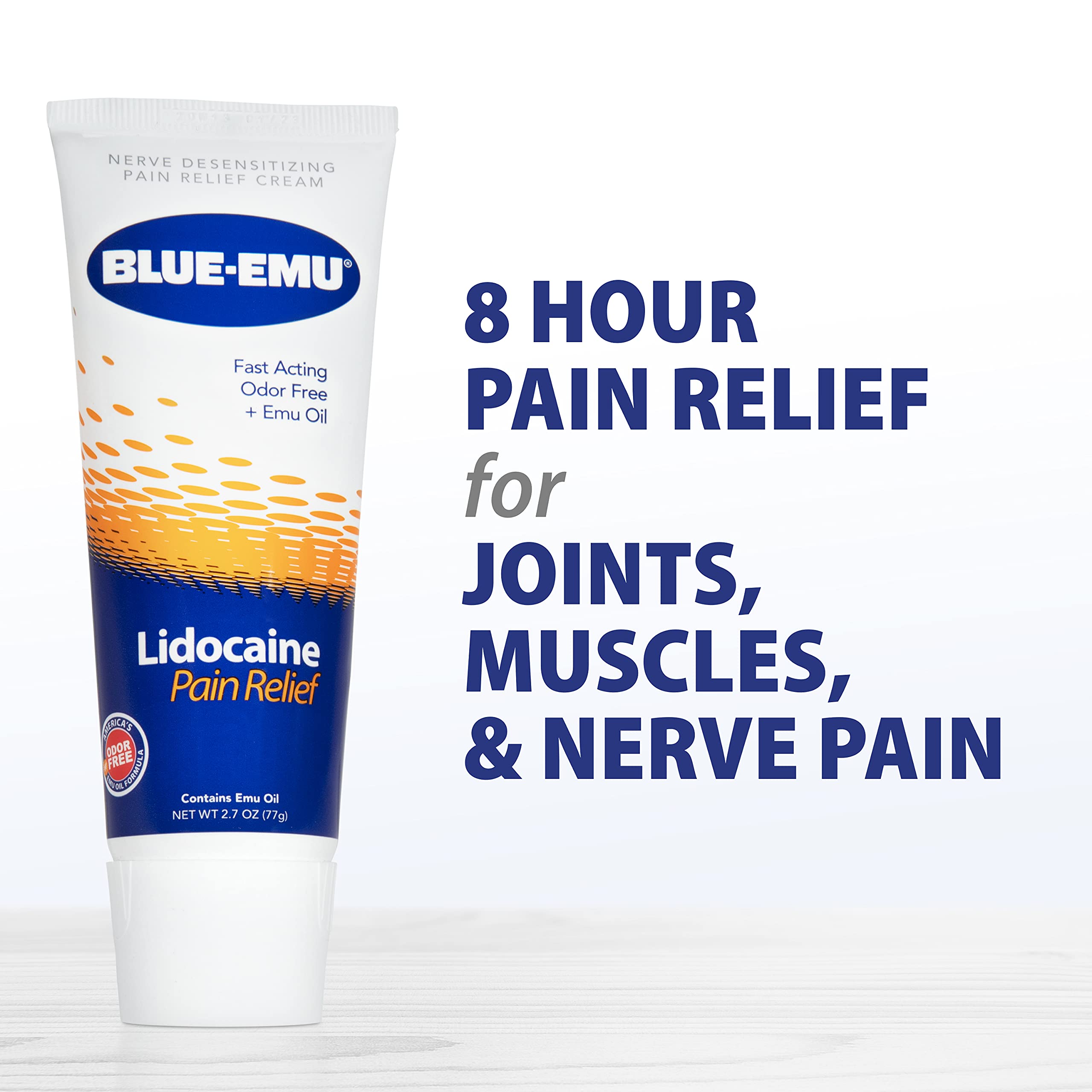 Blue-EMU mano aplicando crema, uso diario en ejercicios.