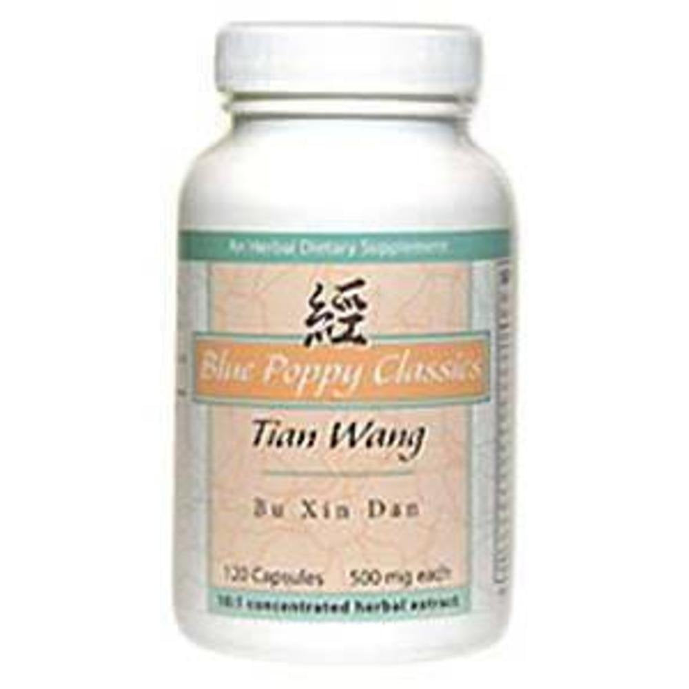 Blue Poppy Tian Wang Bu Xin Dan, botella de cápsulas para apoyo diario al equilibrio