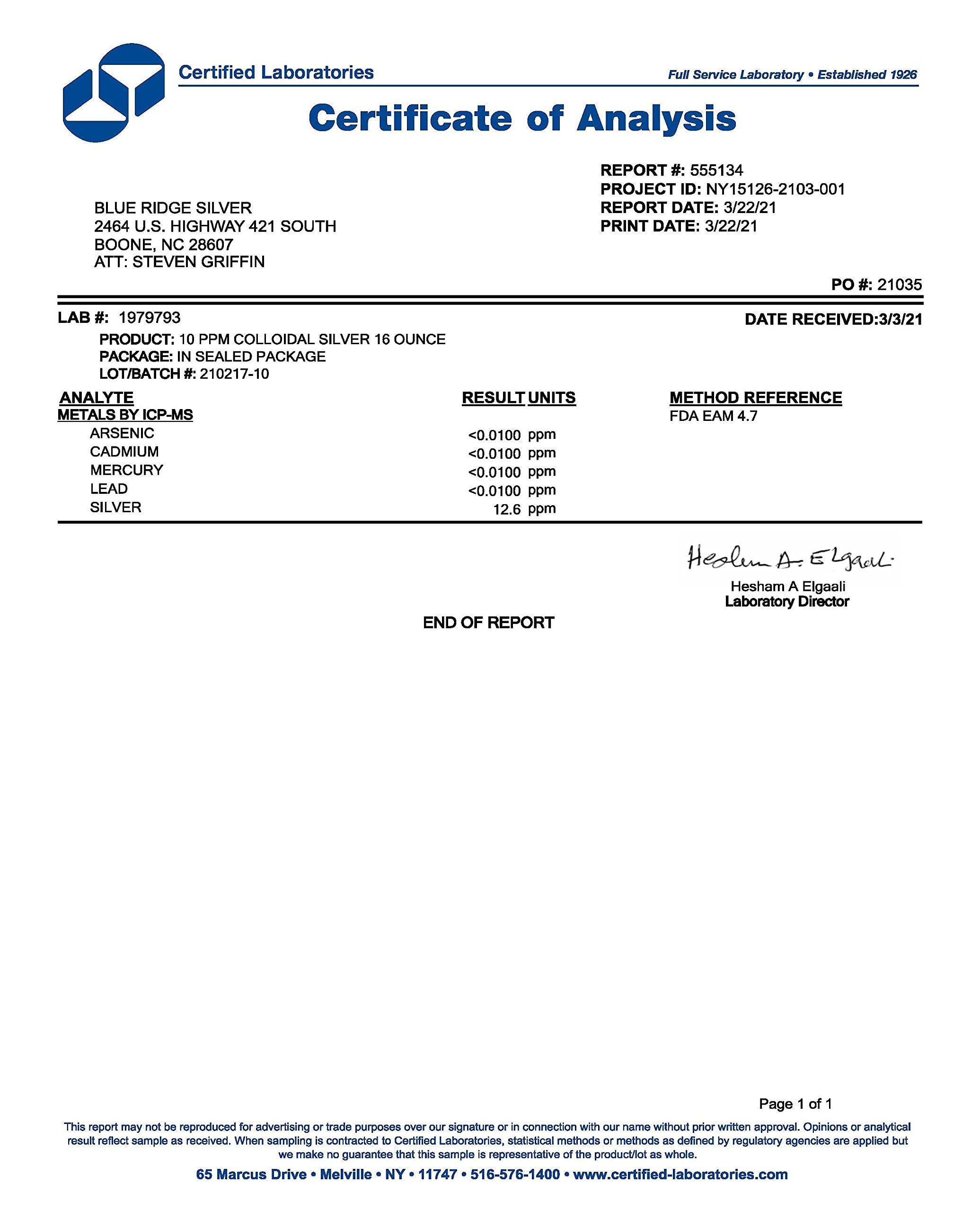 Pruebas de calidad de Blue Ridge Silver garantizan pureza y seguridad.