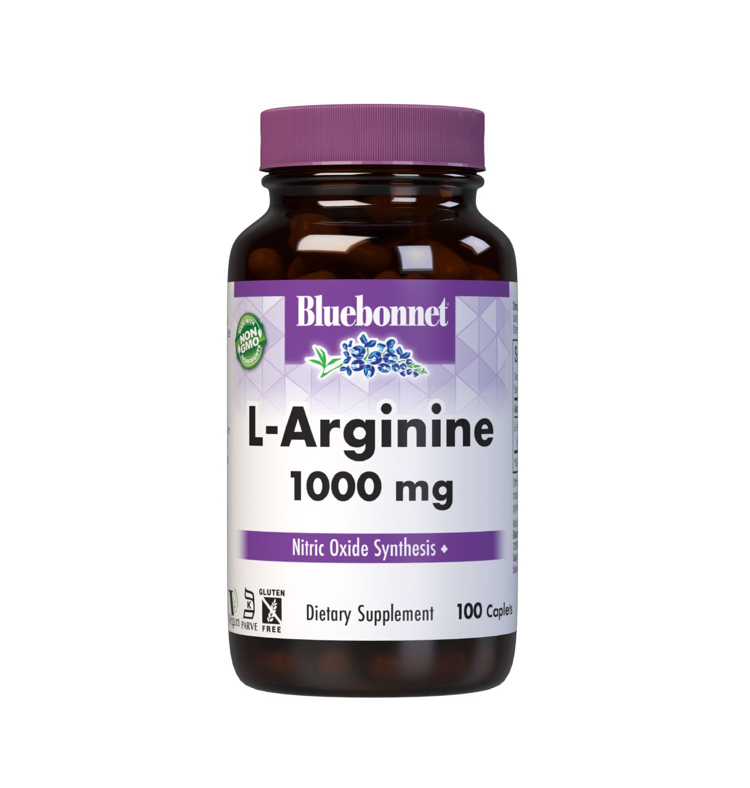 BlueBonnet L-arginina 1000 mg cápsulas vegetales, fáciles de tragar y de absorción rápida