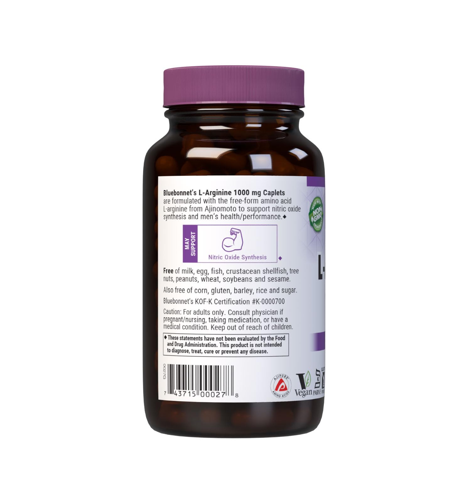 BlueBonnet L-arginina 1000 mg cápsulas en uso diario, conveniente para hábitos saludables