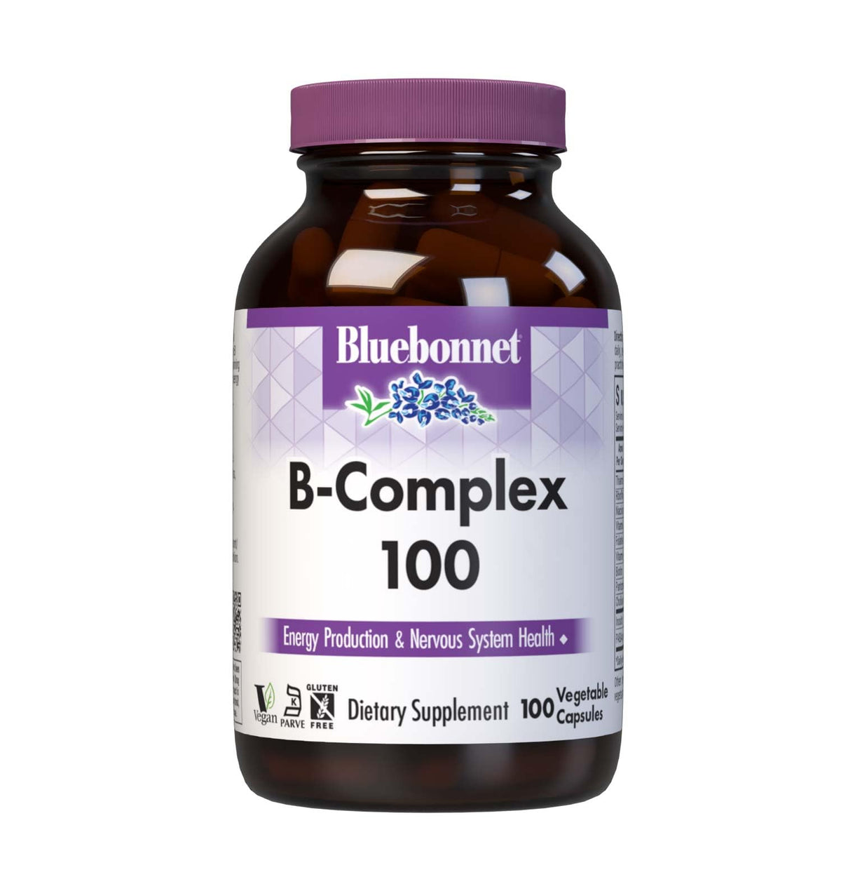 BlueBonnet B Complex botella con etiqueta para energía diaria