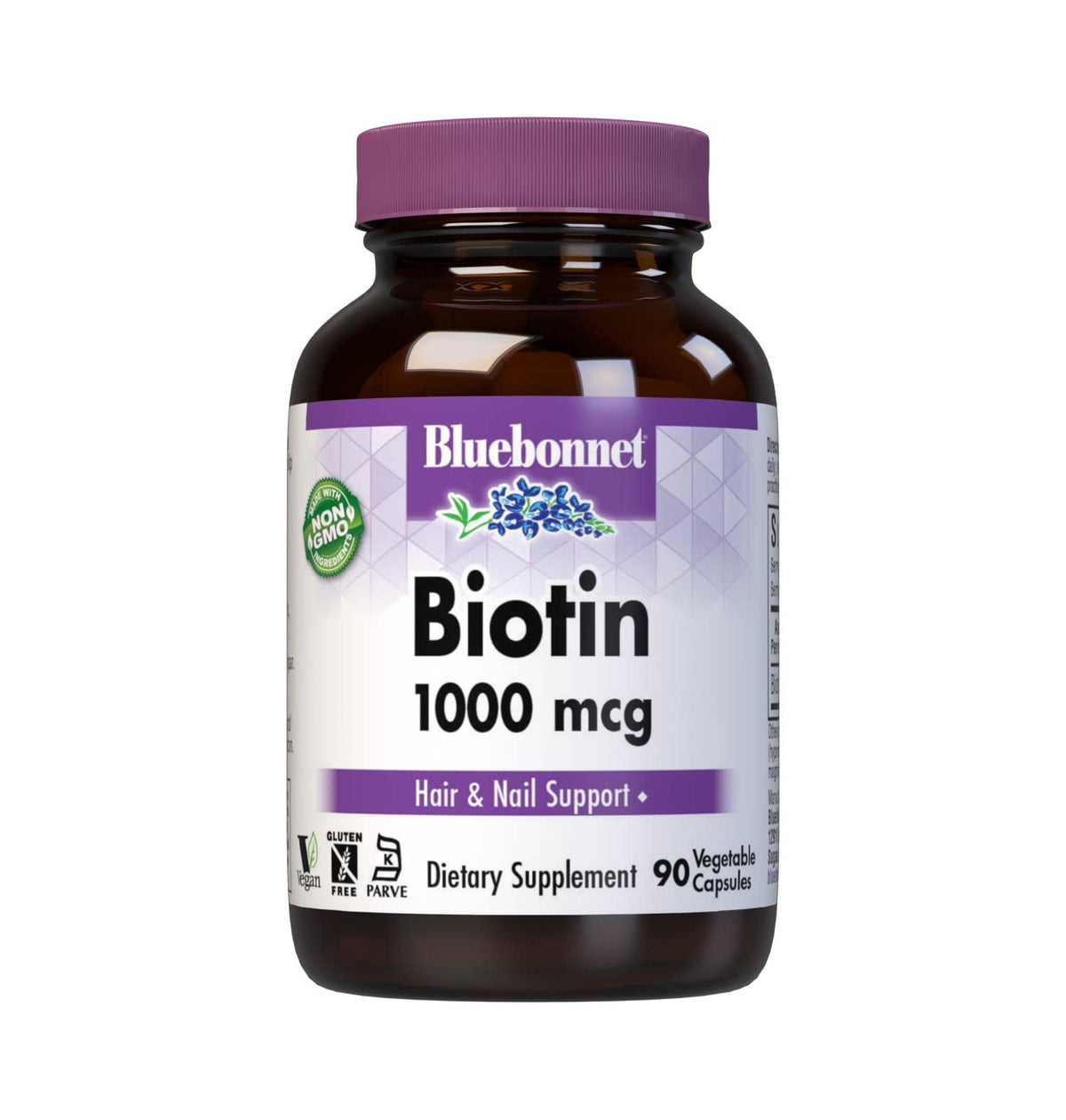 Bluebonnet Biotina 1000 mcg en cápsulas vegetales, enfoque en cápsulas para cabello y uñas