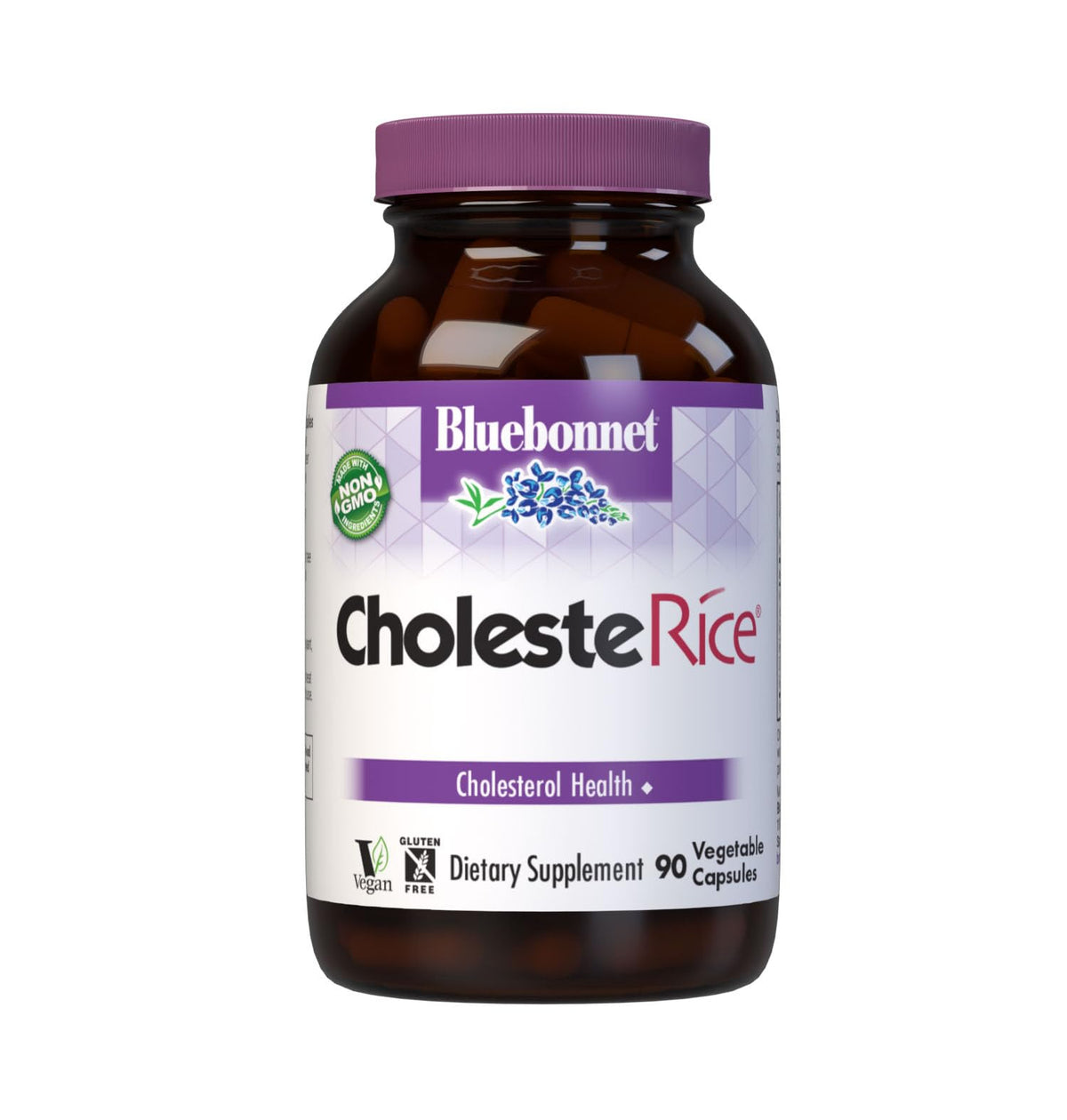 BlueBonnet CholesteRice cápsulas vegetales: soporte para niveles de colesterol dentro del rango normal.