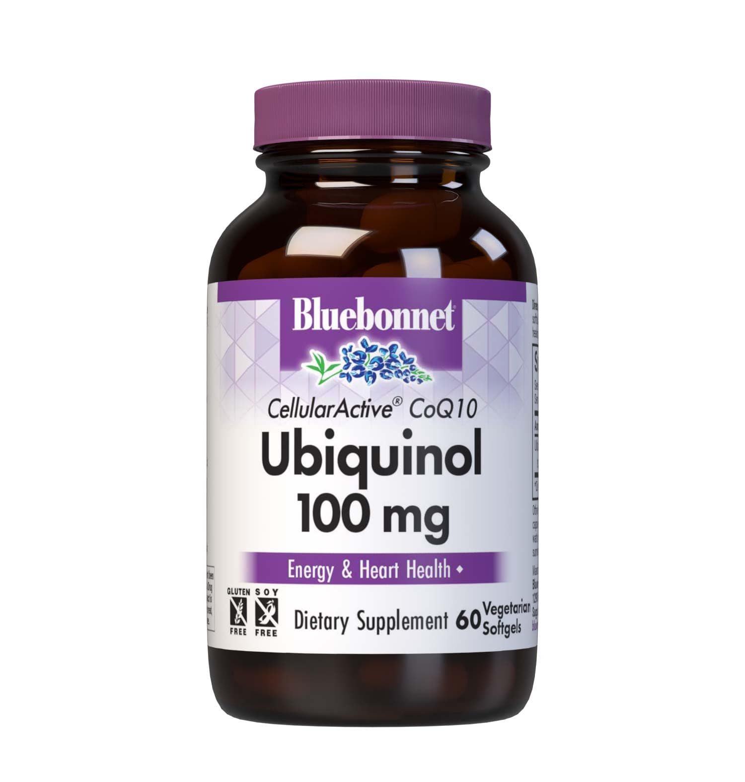 BlueBonnet CoQ10 ubiquinol, cápsulas suaves en botella, consumo cómodo diario.