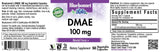 BlueBonnet DMAE 100 mg etiqueta de la botella, muestra ingredientes y uso diario.