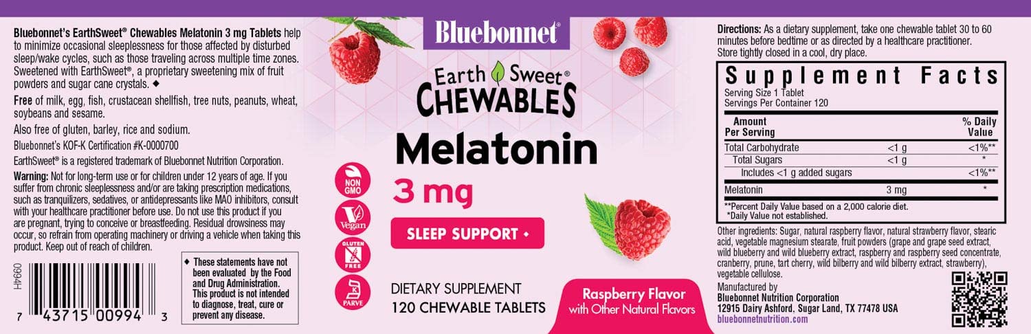Guía de uso nocturno de Bluebonnet EarthSweet Melatonina