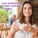 BlueBonnet etiqueta del producto multivitamínico 40+ muestra beneficios clave.