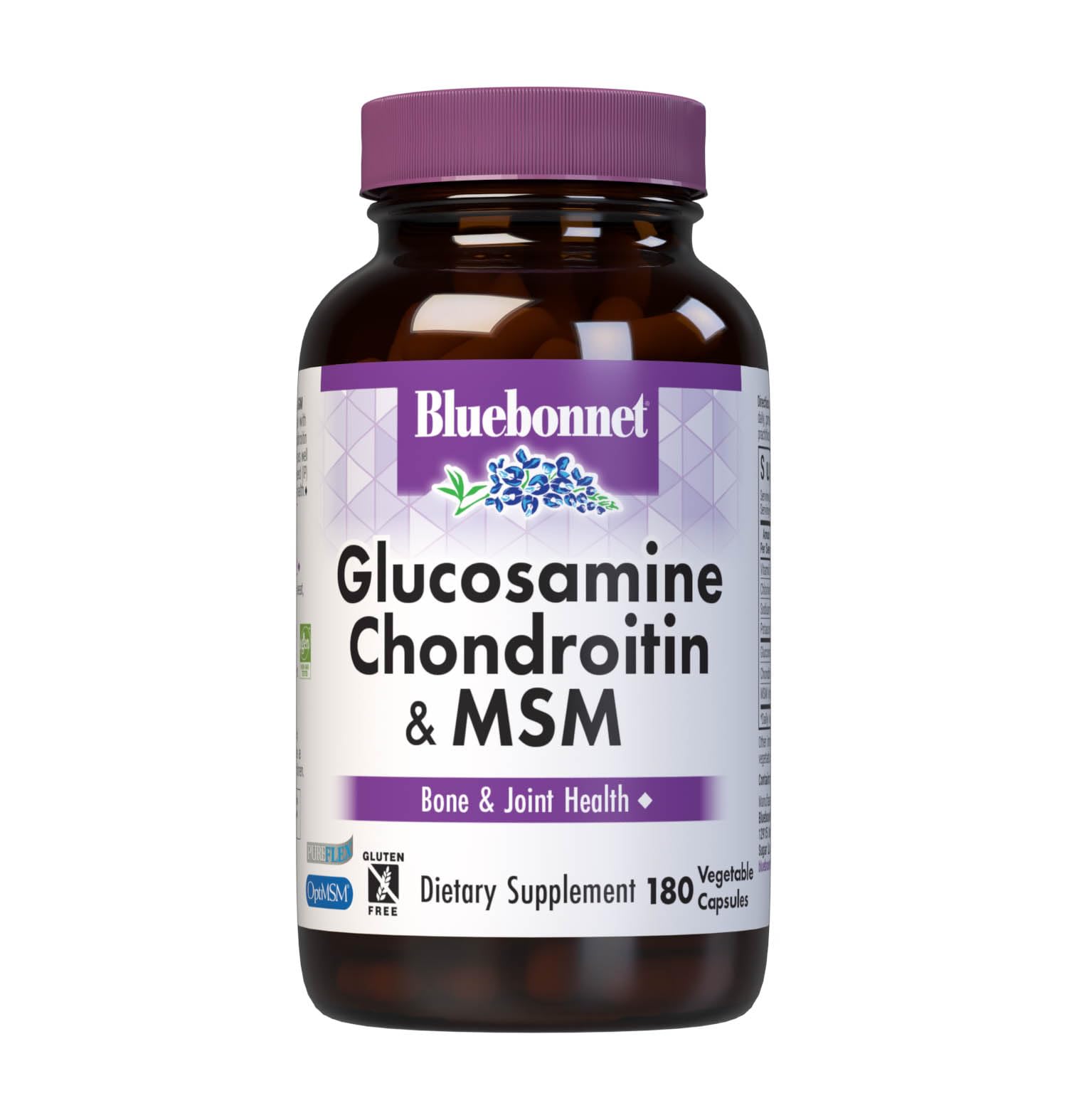 Bluebonnet glucosamina condroitina MSM cápsulas vegetales en frasco para apoyo articular