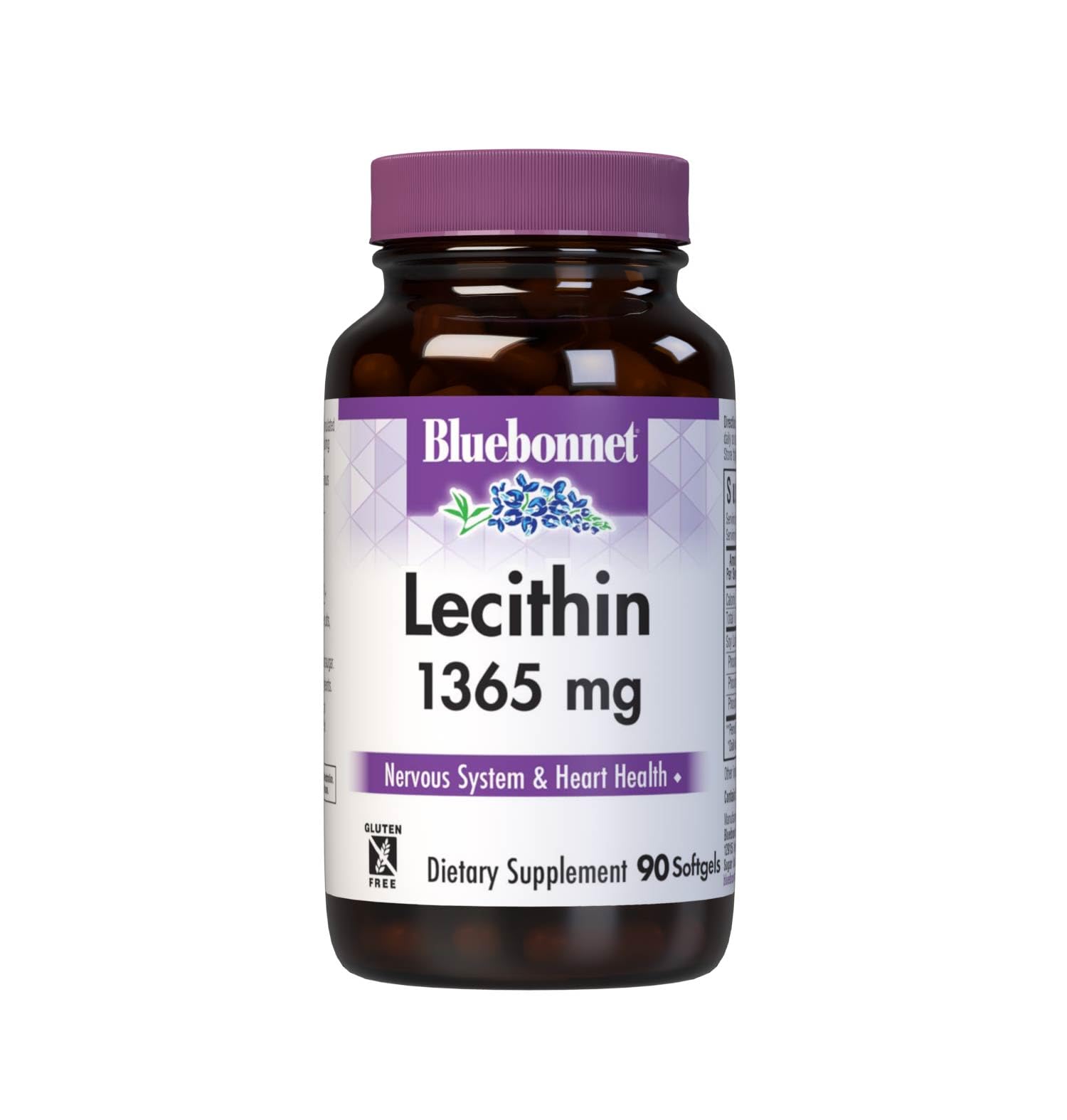 BlueBonnet Lecitina en cápsulas blandas de 1365 mg para uso diario.