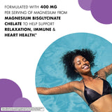 Bluebonnet glicinato de magnesio 400 mg: etiqueta destaca calidad y no-GMO.