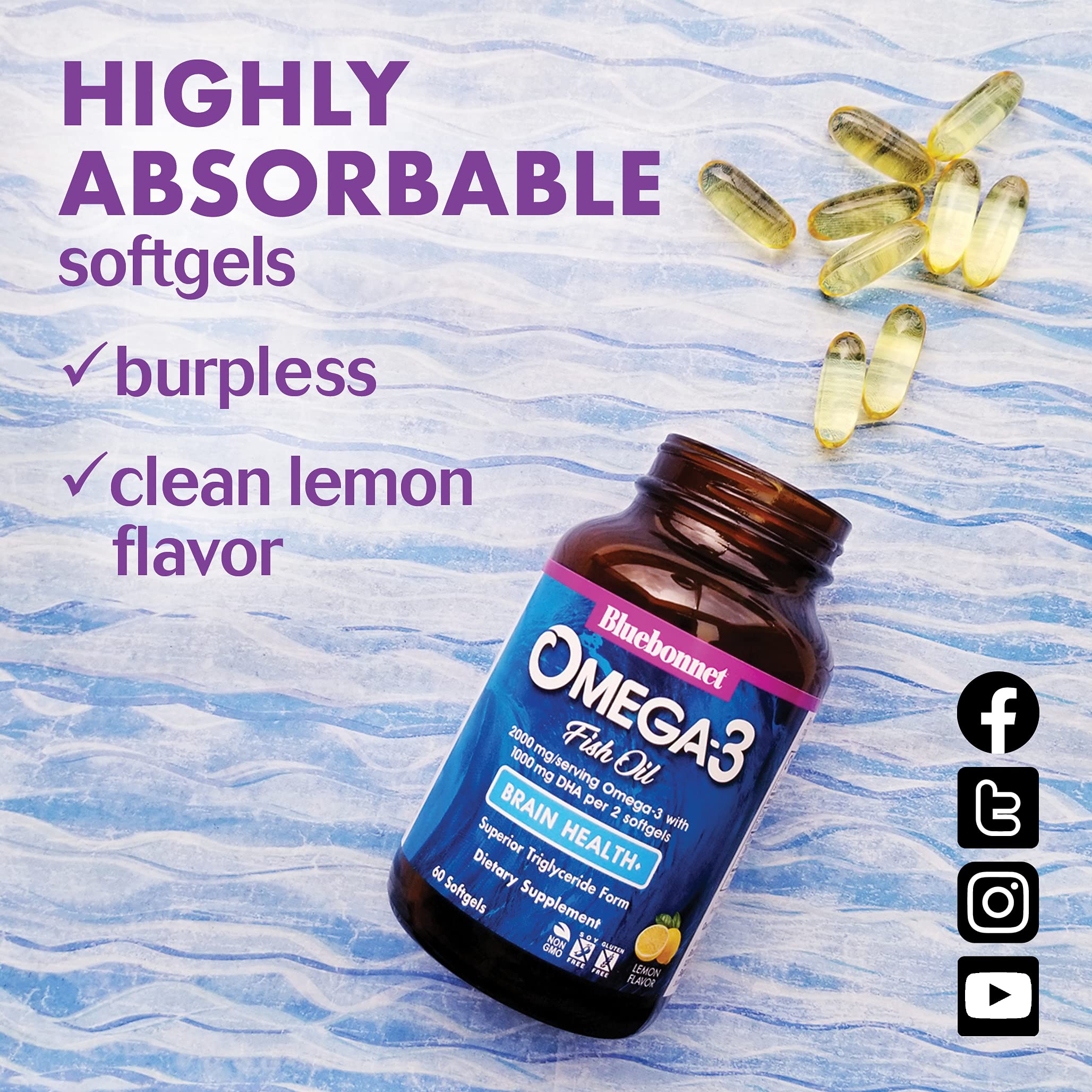 BlueBonnet Omega-3 Softgeles: ingesta suave y práctica cada día.