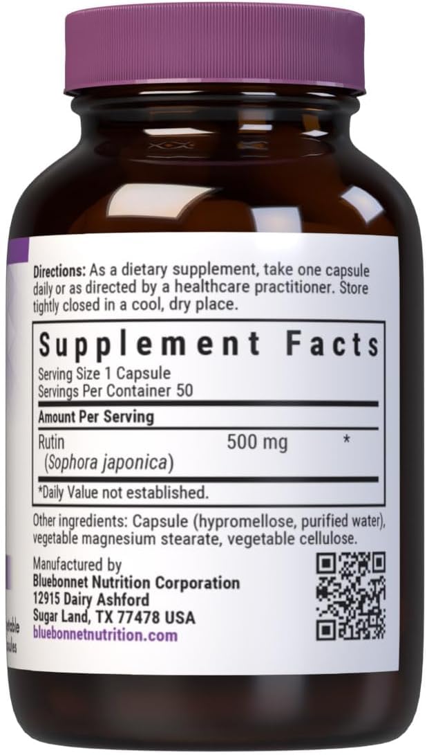 Bluebonnet rutin 500 mg envase-ambar: envase reciclable que preserva la potencia.