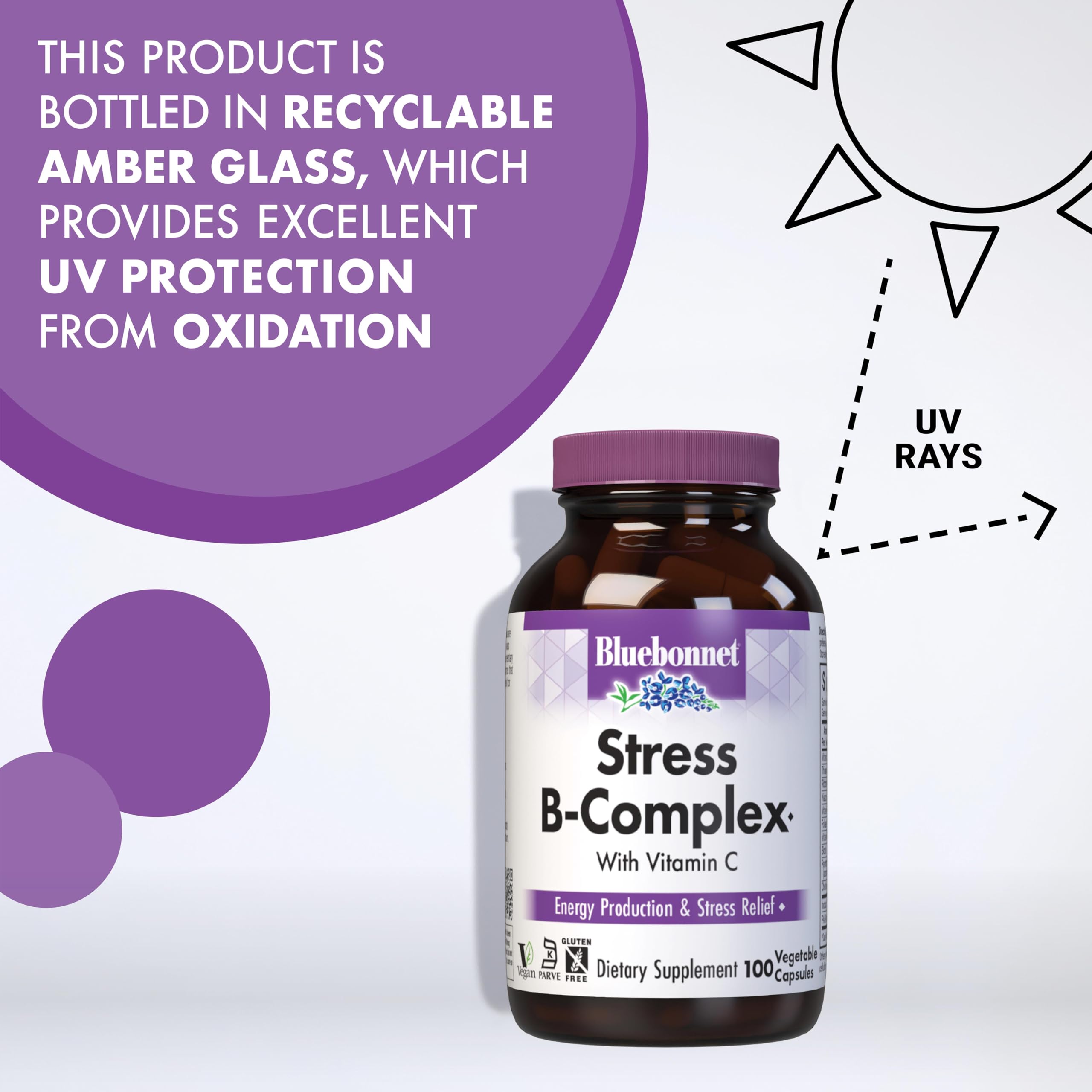BlueBonnet Stress B-Complex sin alergenos para mayor tranquilidad
