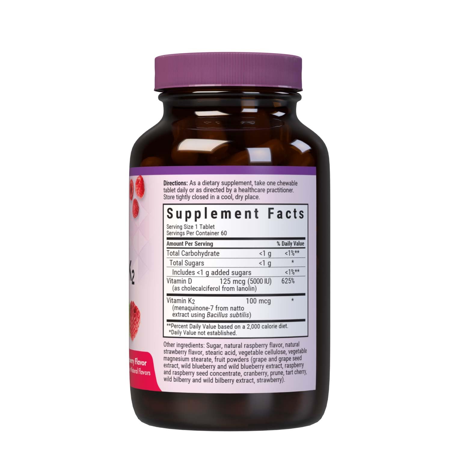 Tabletas frambuesa BlueBonnet para uso diario, sabor agradable.