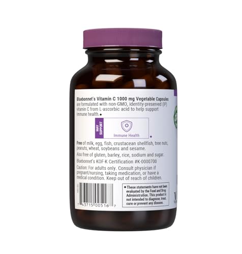 BlueBonnet Vitamina C 1000 mg: cápsulas vegetales dentro del frasco
