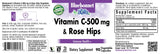 BlueBonnet etiqueta de vitamina C-500 mg con rosa mosqueta para nutrición diaria.